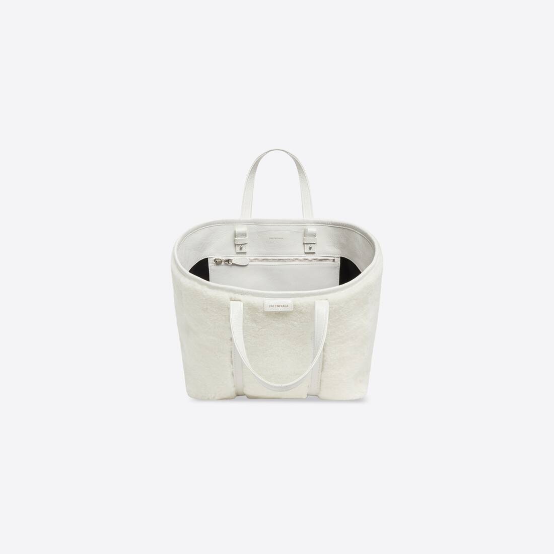 Women's Barbes Medium East-west Shopper Bag In Shearling in White - 5