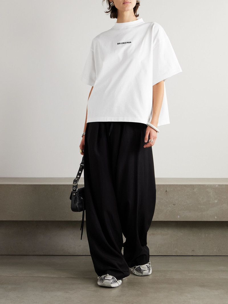 BALENCIAGA Embroidered cotton-jersey T-shirt White outlook