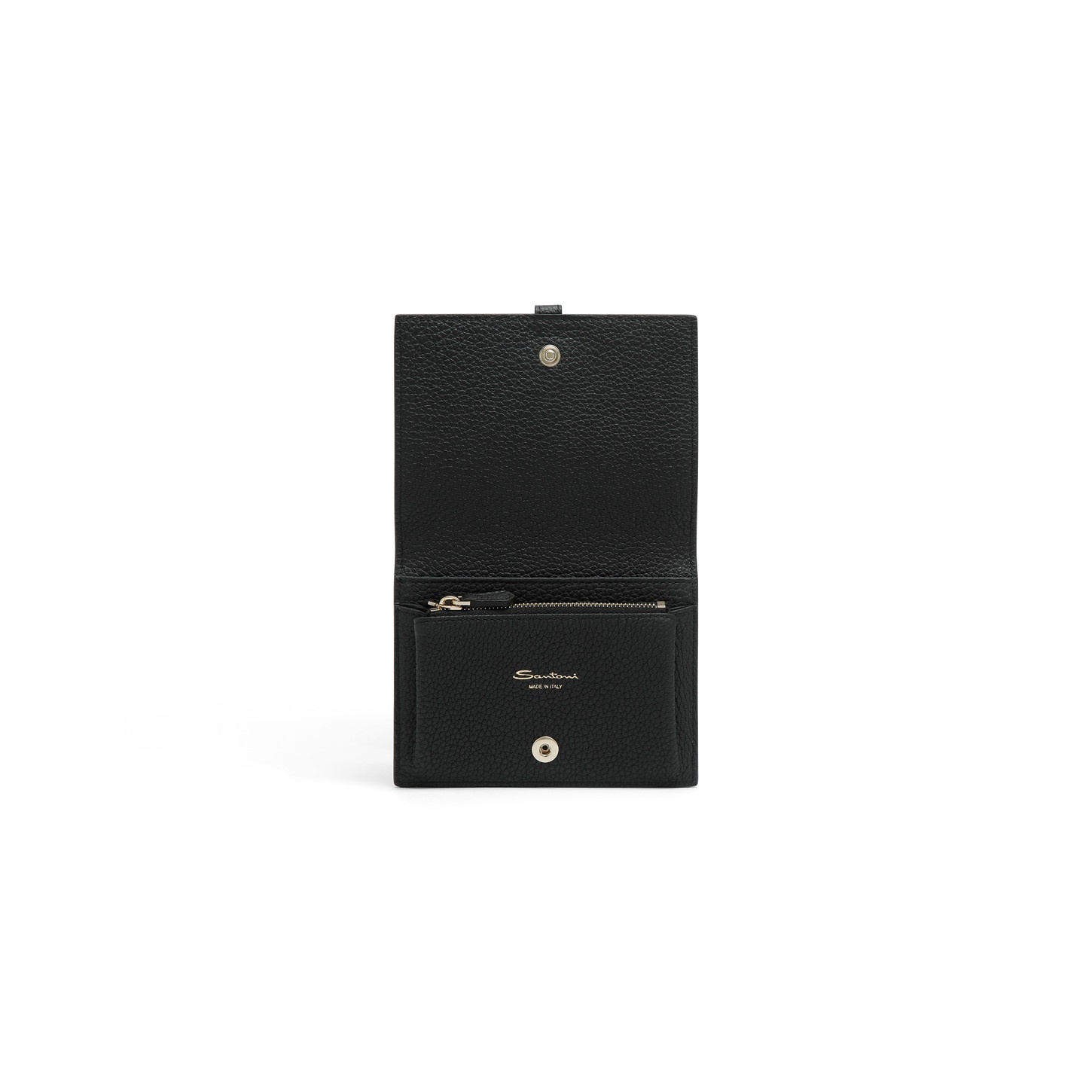 Black tumbled leather wallet with coin pocket - 4