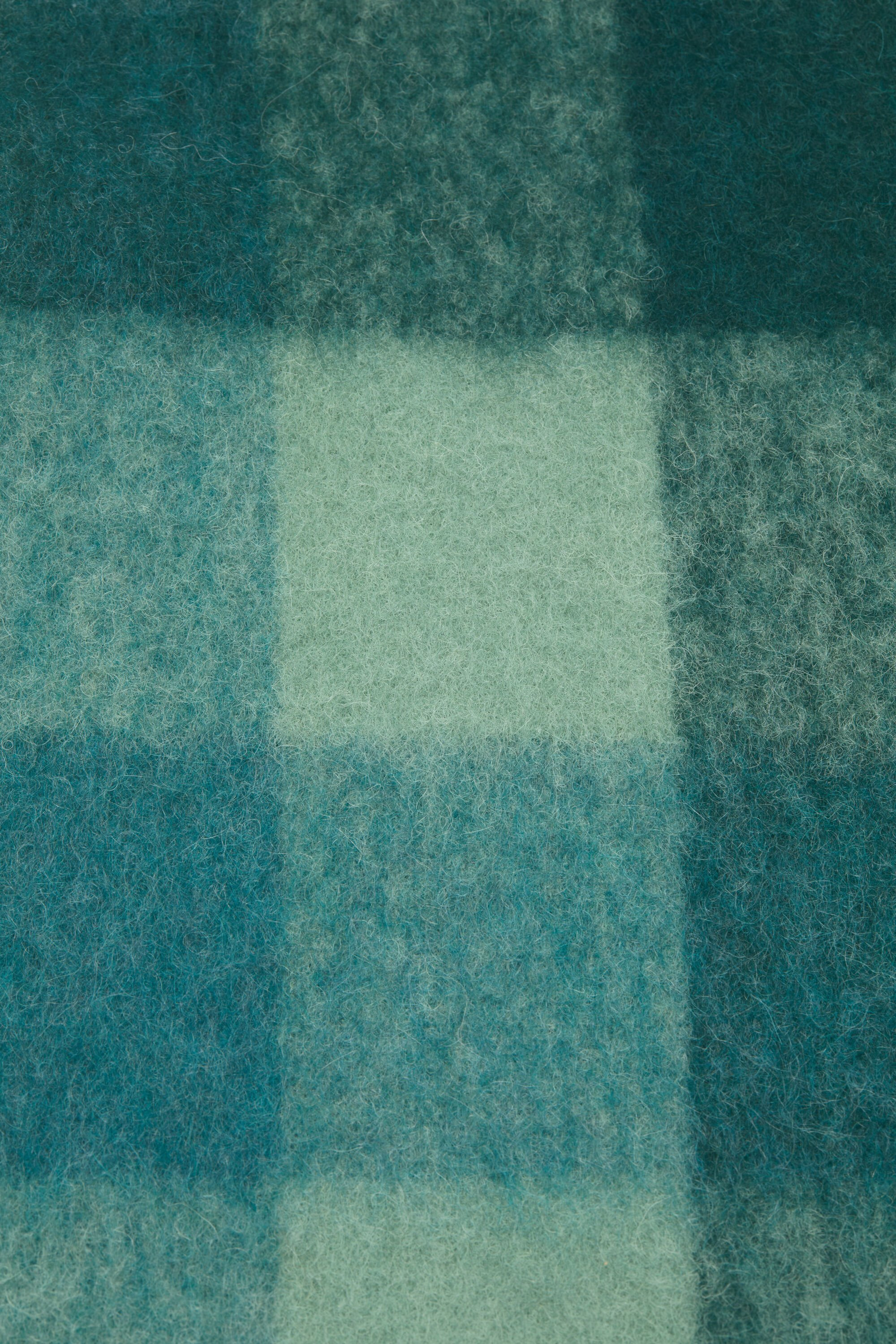 Mohair checked scarf - Teal/Grey/Green - 5