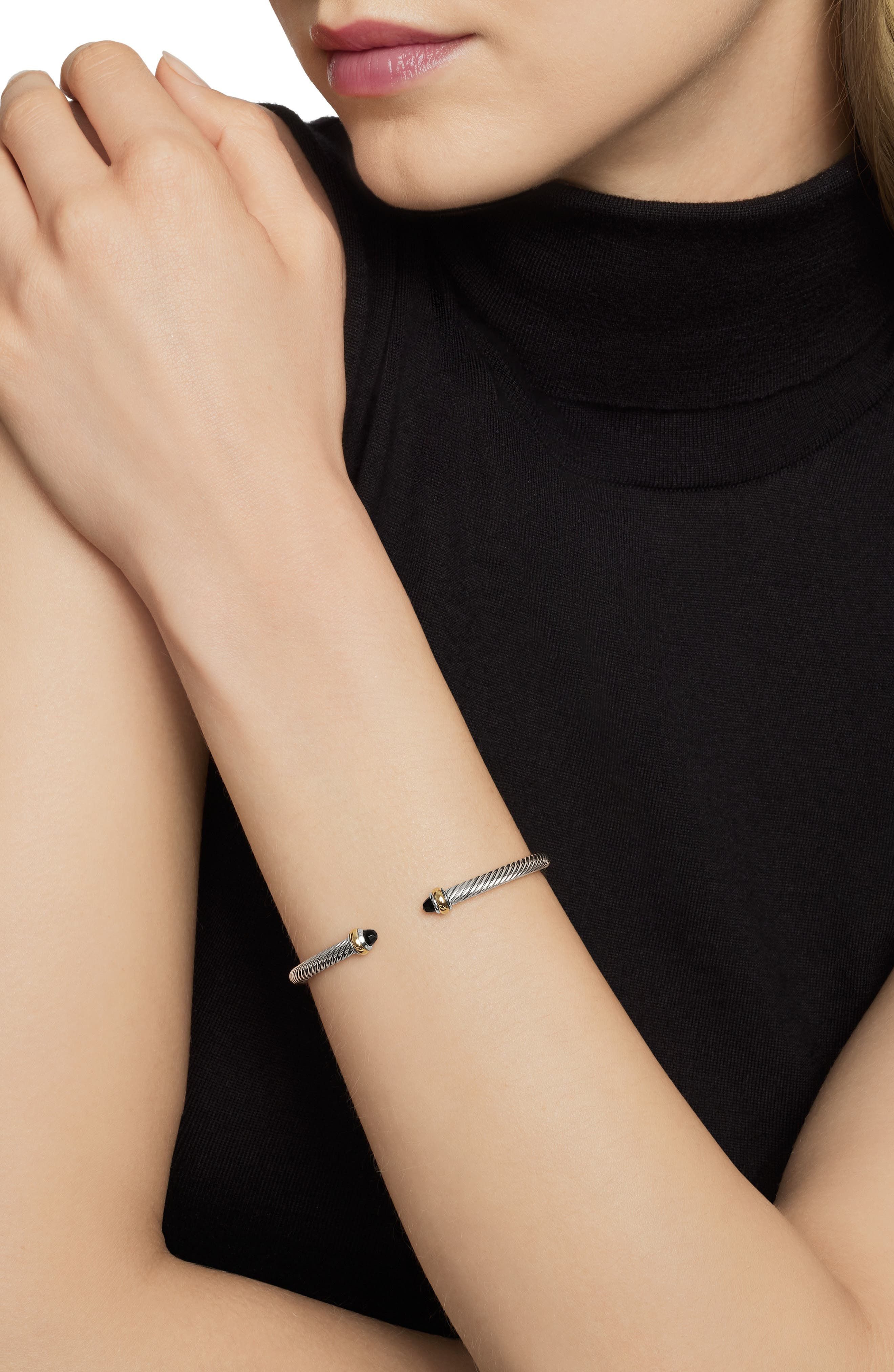 David Yurman Cable Classic Bracelet with 18K Gold & Semiprecious Stones, 4mm in Black Onyx at Nordst - 6