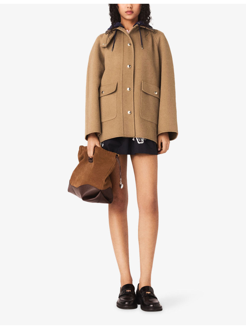 maje Removable Hood Wool-Blend Coat outlook