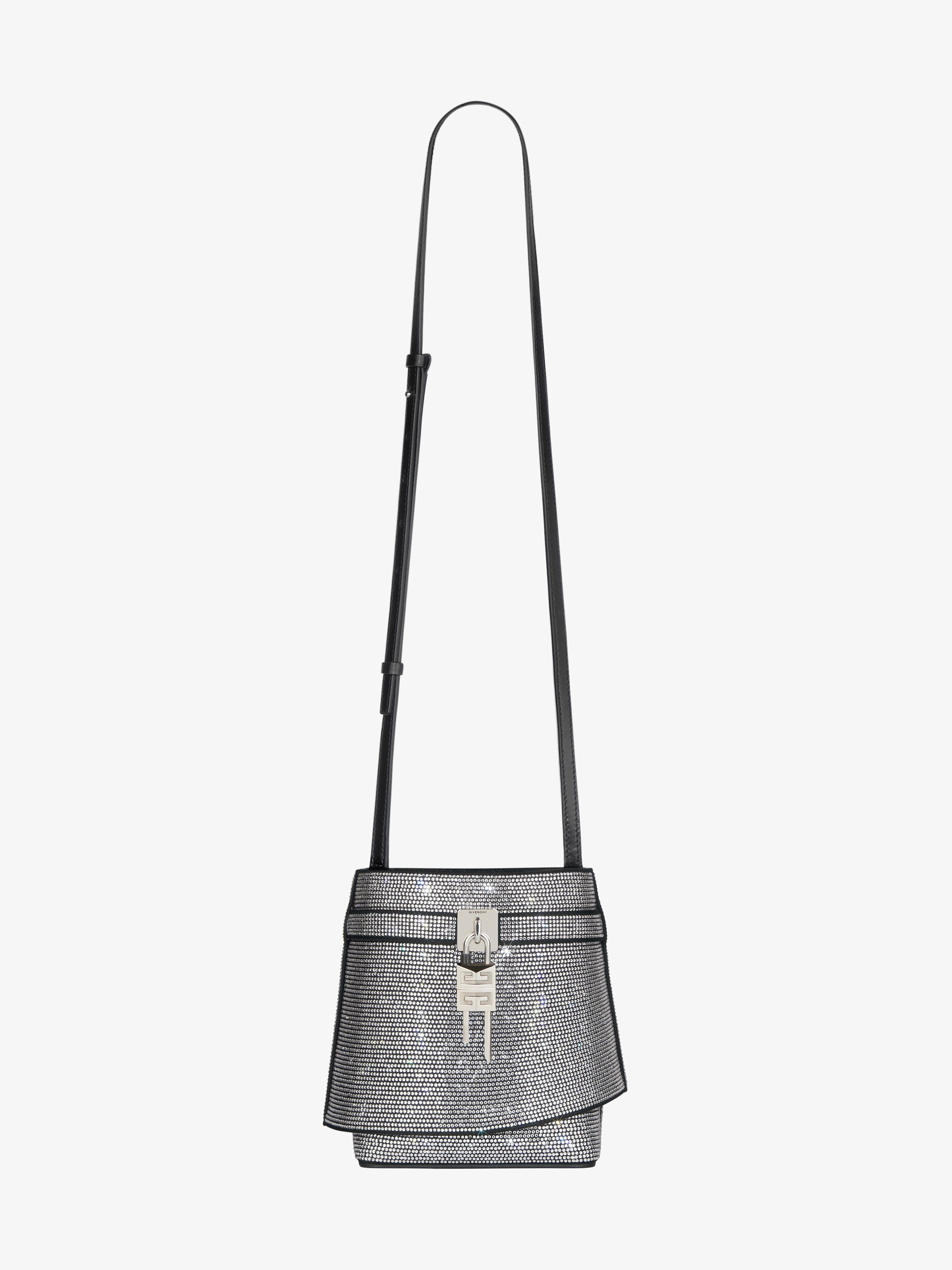 SHARK LOCK BUCKET BAG IN LEATHER WITH STRASS - 2