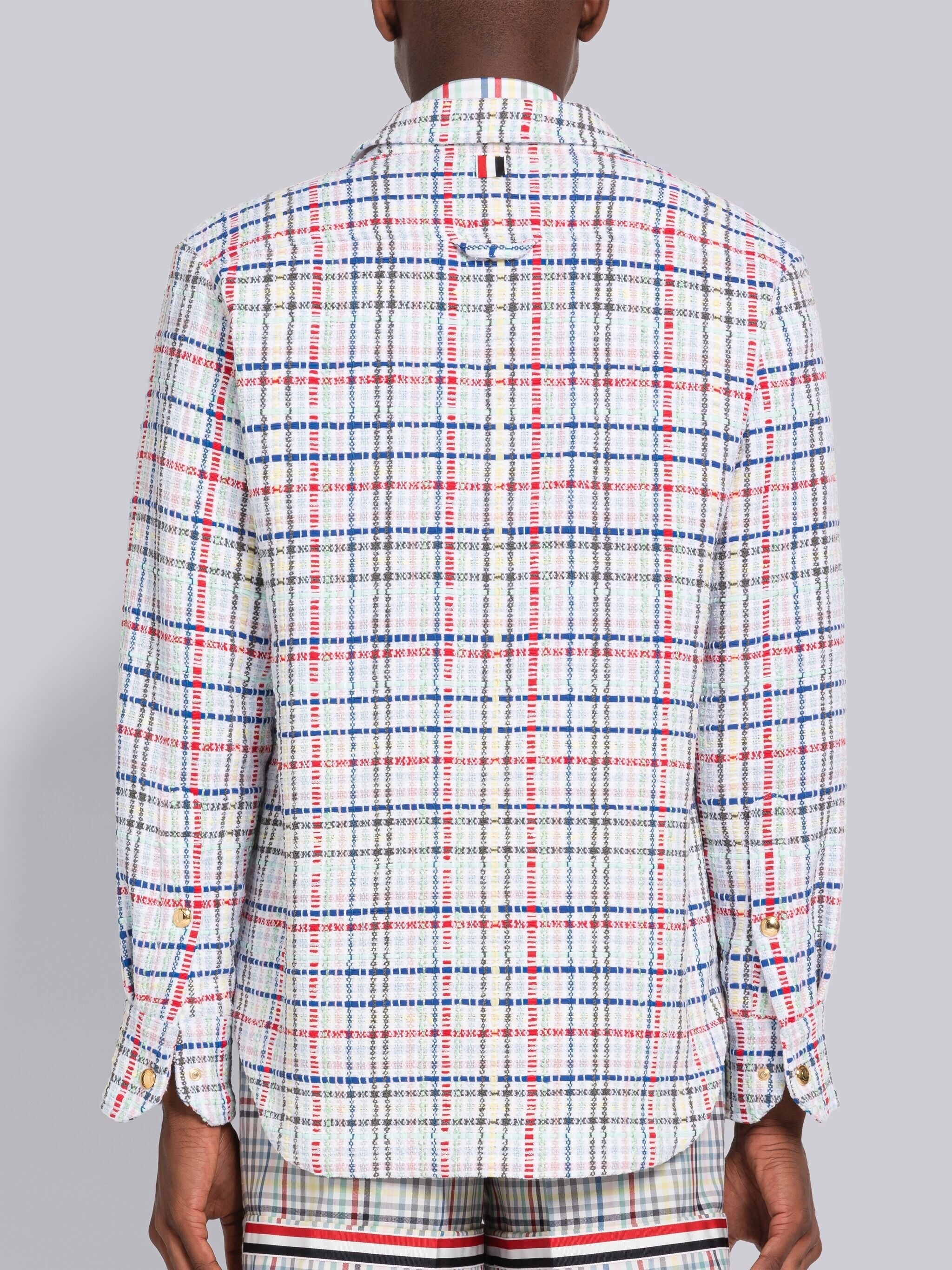 Micro Gingham Tweed Snap Front Shirt Jacket - 3