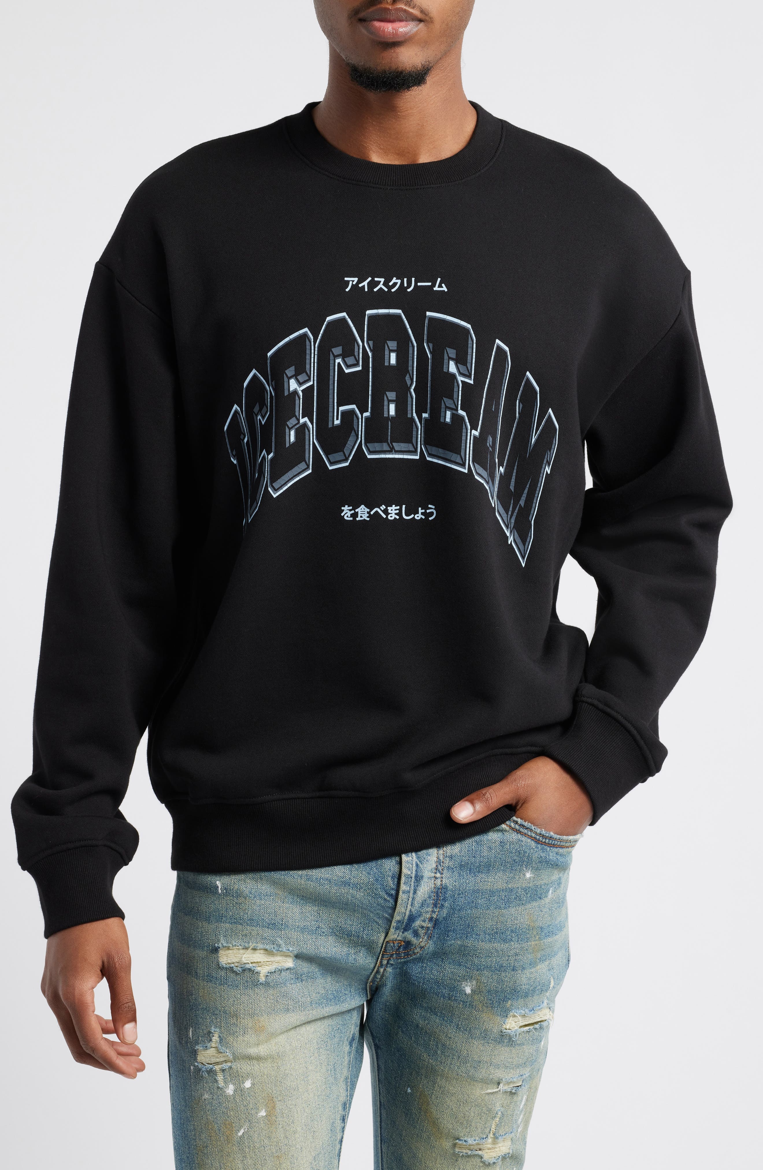 ICECREAM Frigid Cotton Graphic Sweatshirt in Black at Nordstrom - 1