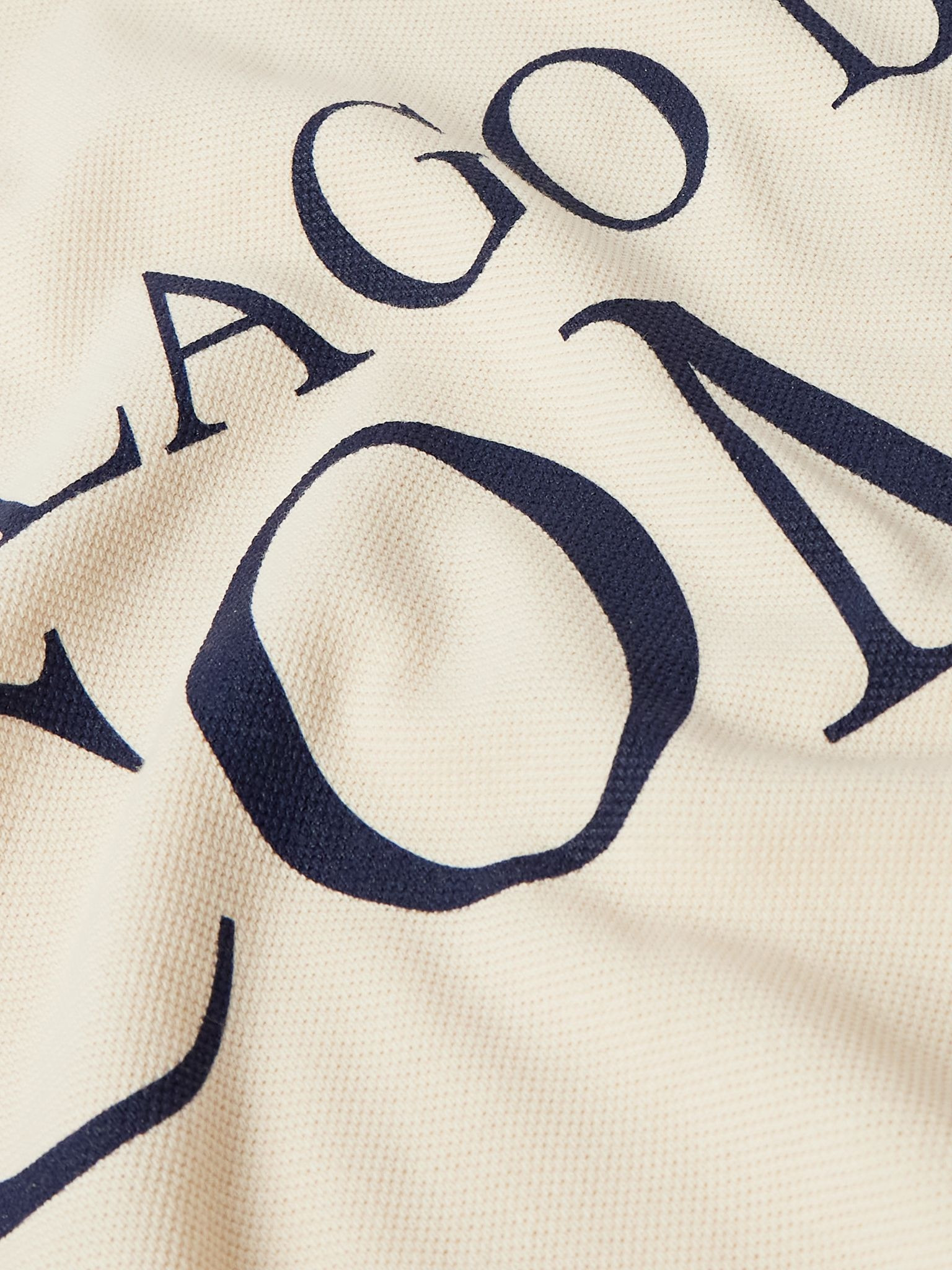 + Como 1907 Oversized Printed Cotton-Piqué Polo Shirt Cream - 4