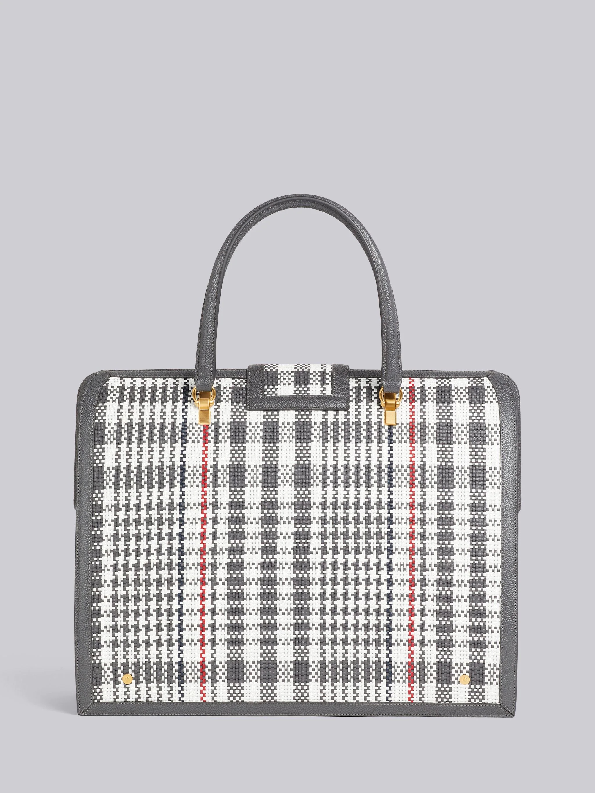 Dark Grey Woven Houndstooth Calf Leather Mr. Thom Bag - 4
