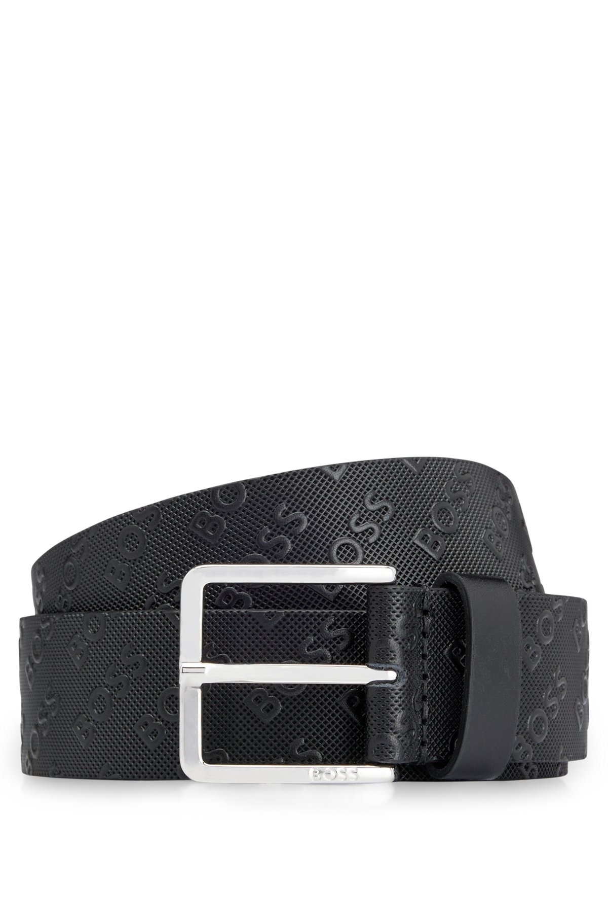 ITALIAN-LEATHER BELT WITH REPEAT-LOGO DETAILS - 1