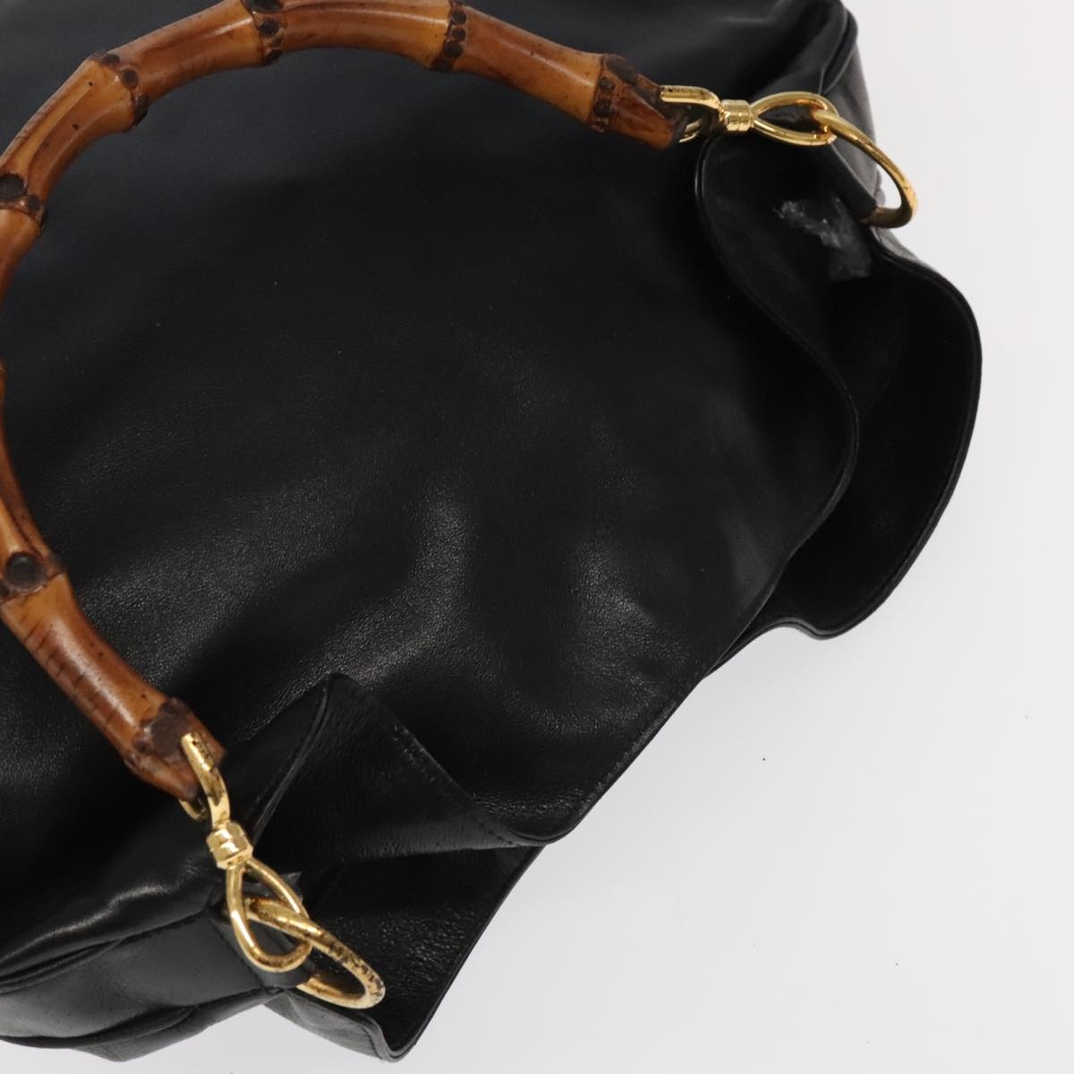 GUCCI Bamboo Hand Bag Leather Black Gold 001 1781 001 1781 - 6