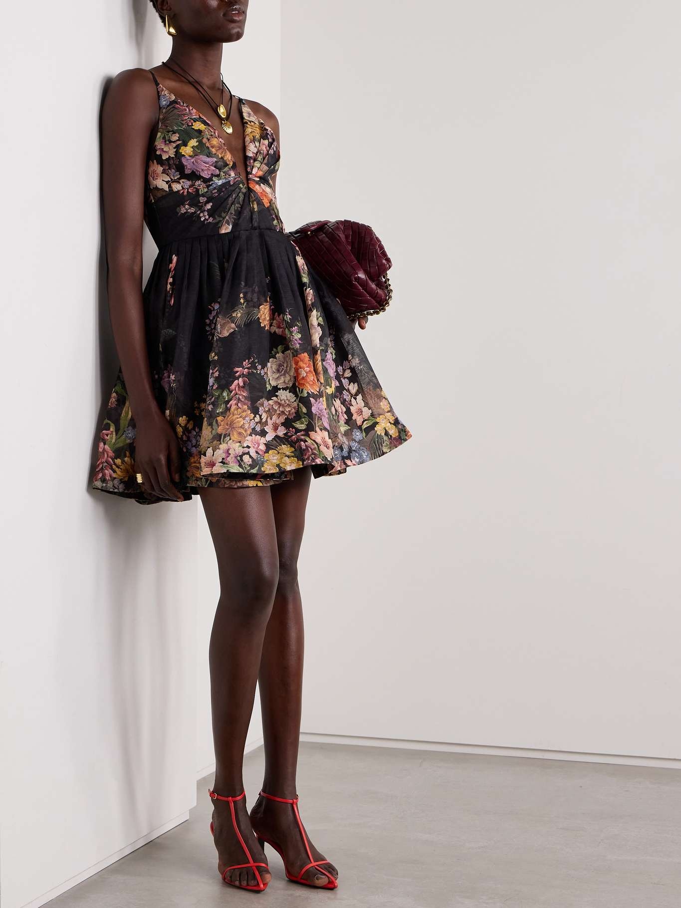 【Zimmermann】PAVILION V NECK MINI DRESS Vネック 花柄ミニ Zimmermann】PAVILION V NECK MINI DRESS Vネック 花柄ミニ