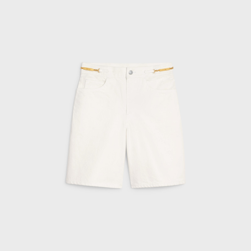 SHORTS WITH GOURMETTE CHAINS IN OPTIC WHITE WASH DENIM 1