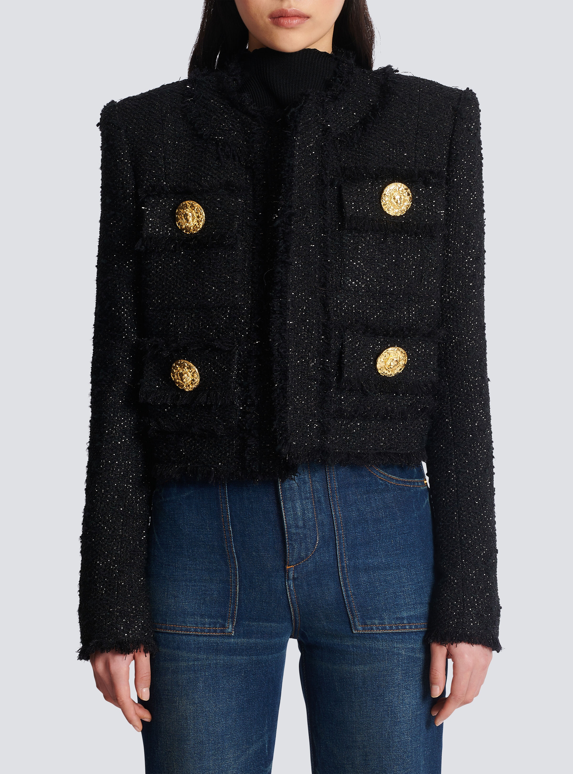 ジャケット BALMAIN SS25 Lurex tweed blazer (EF1SK048KB19 EAD) Edge-to-edge tweed jacket - Women | BALMAIN