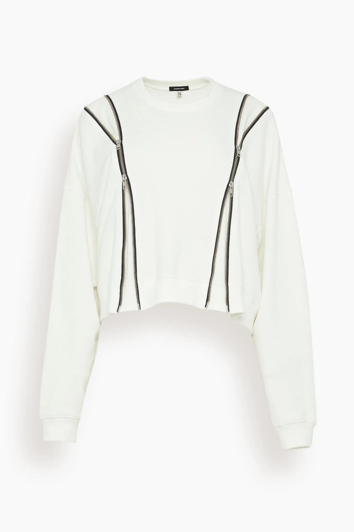 Zippered Crewneck in White - 1