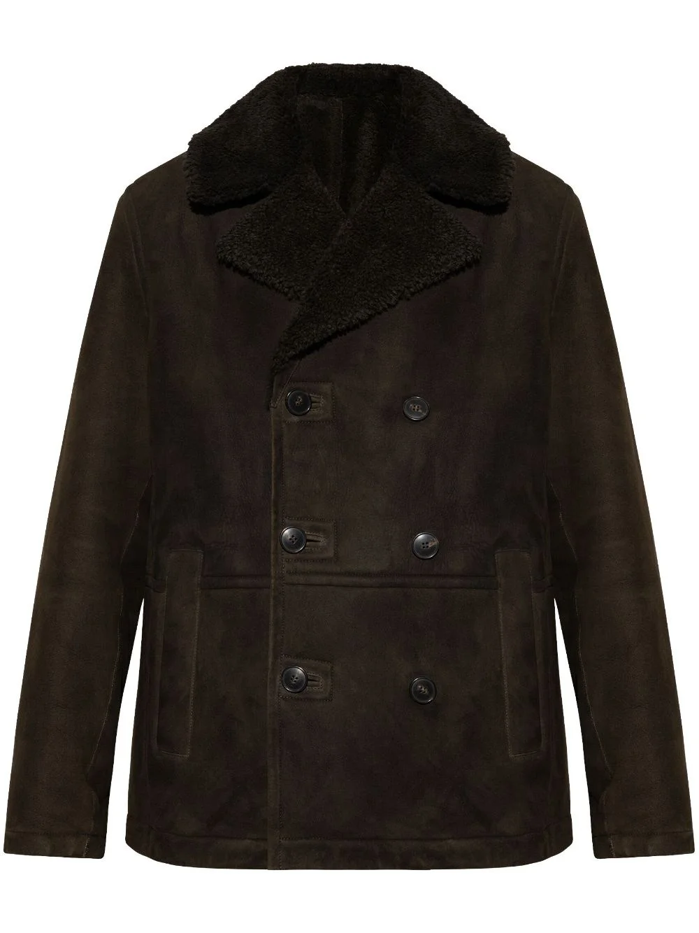 double-breasted leather jacket - 1