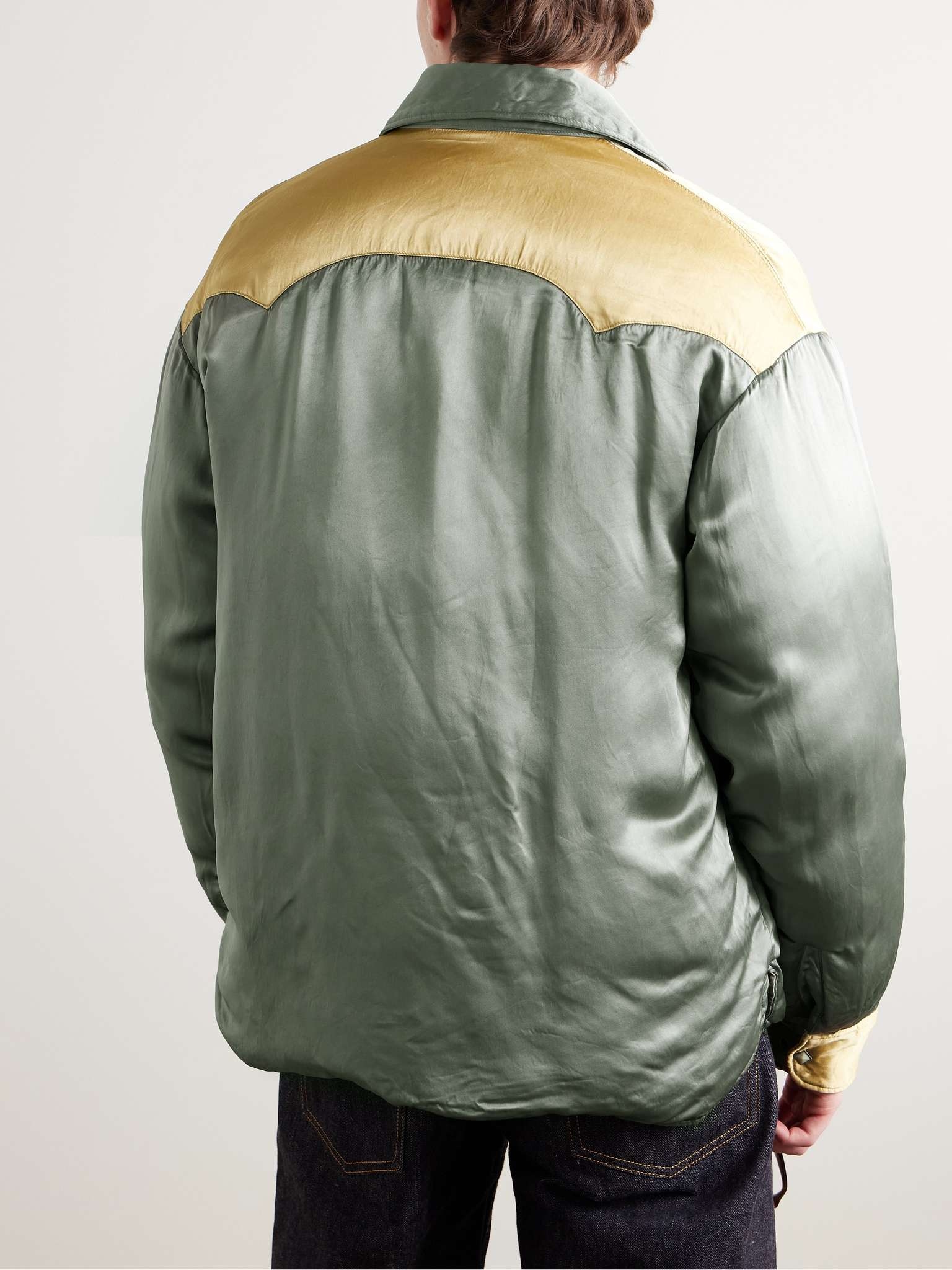 Panelled Padded Satin Down Jacket - 3