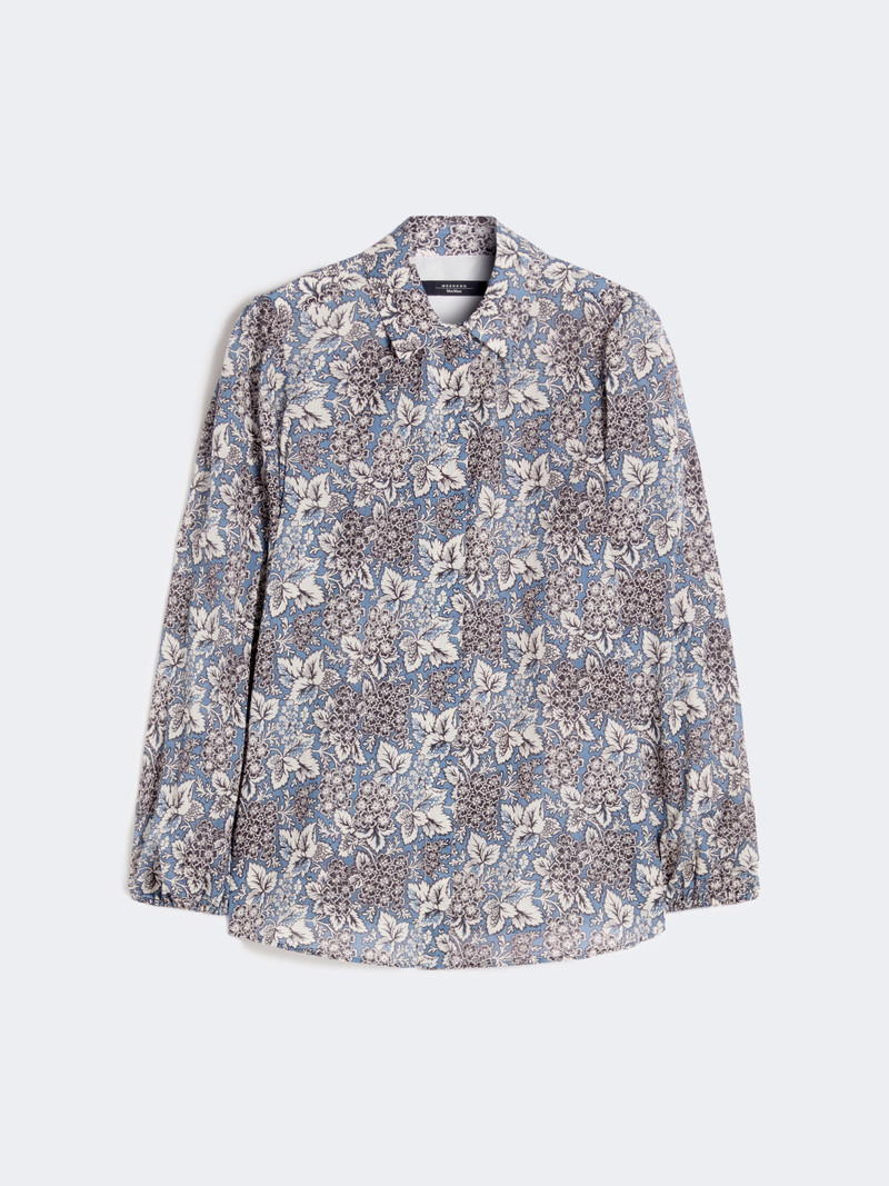 PERIODI Printed cotton voile shirt - NAVY 1