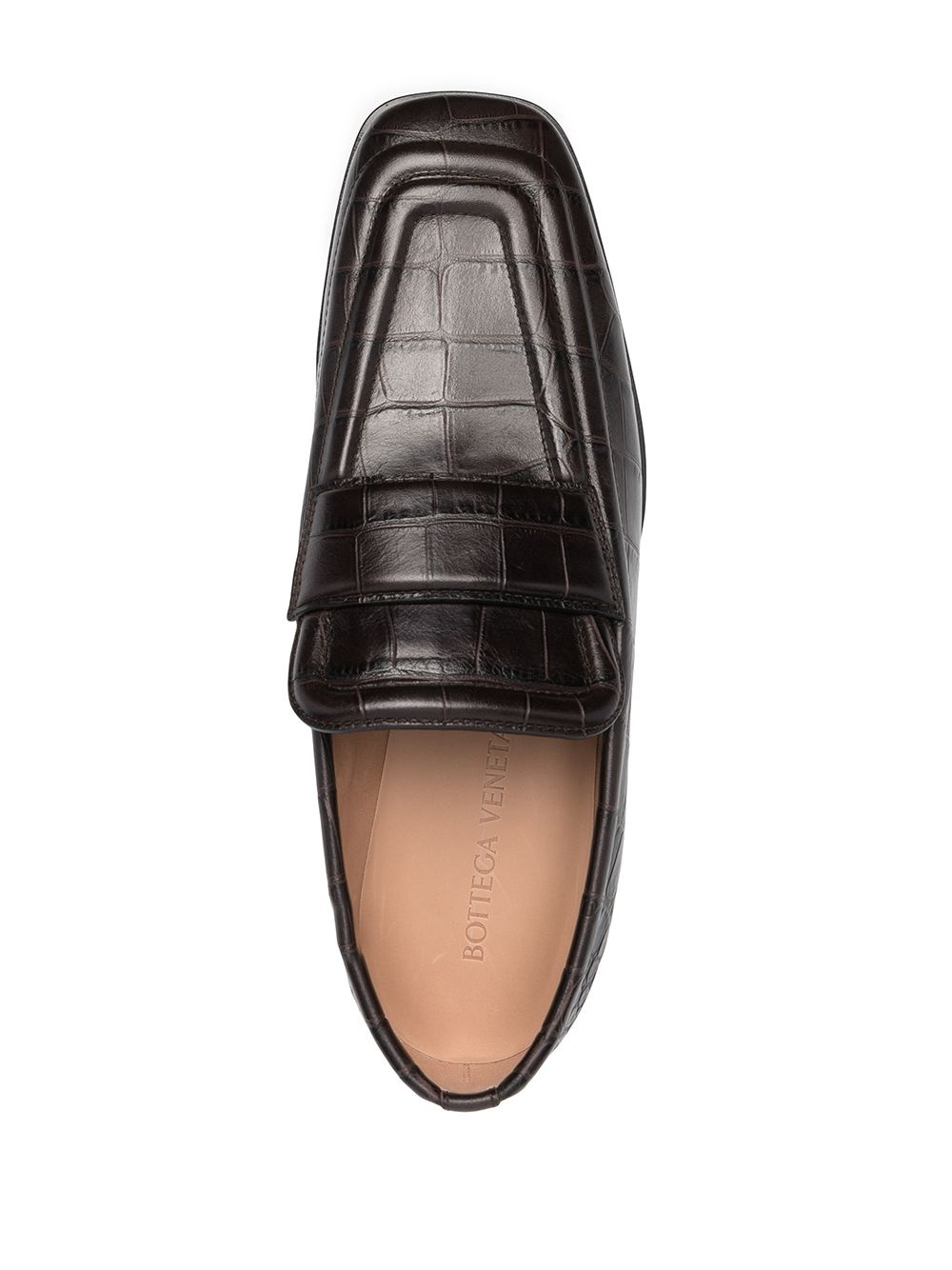 crocodile-effect square toe loafers - 4