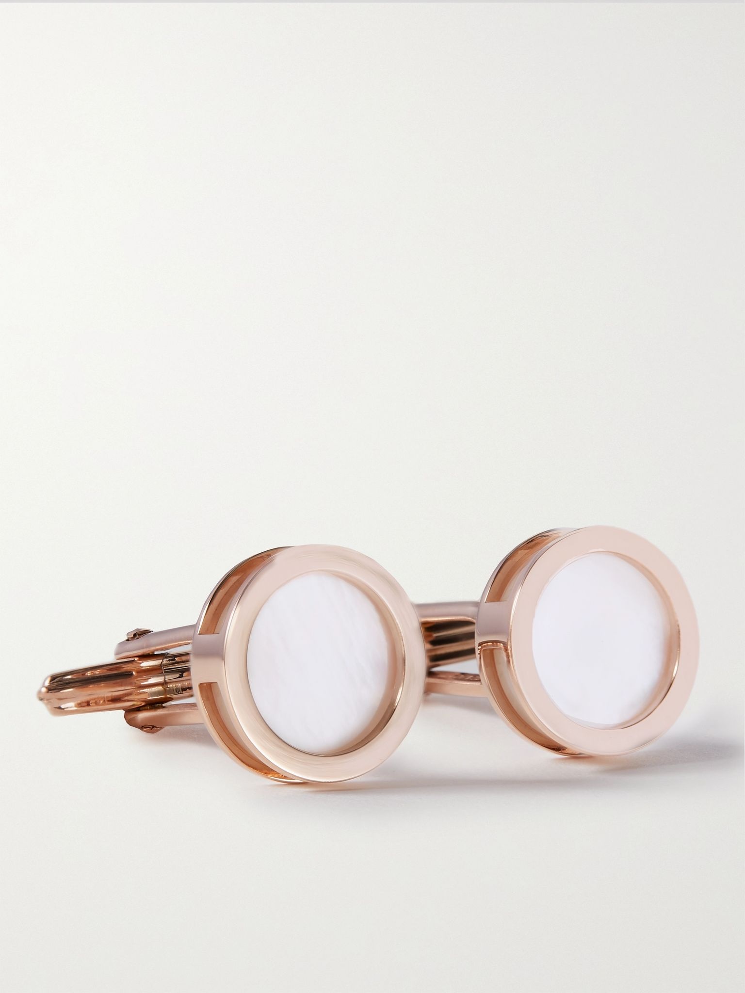 Convertible Rose Gold-Plated, Mother-of-Pearl and Onyx Cufflinks - 1