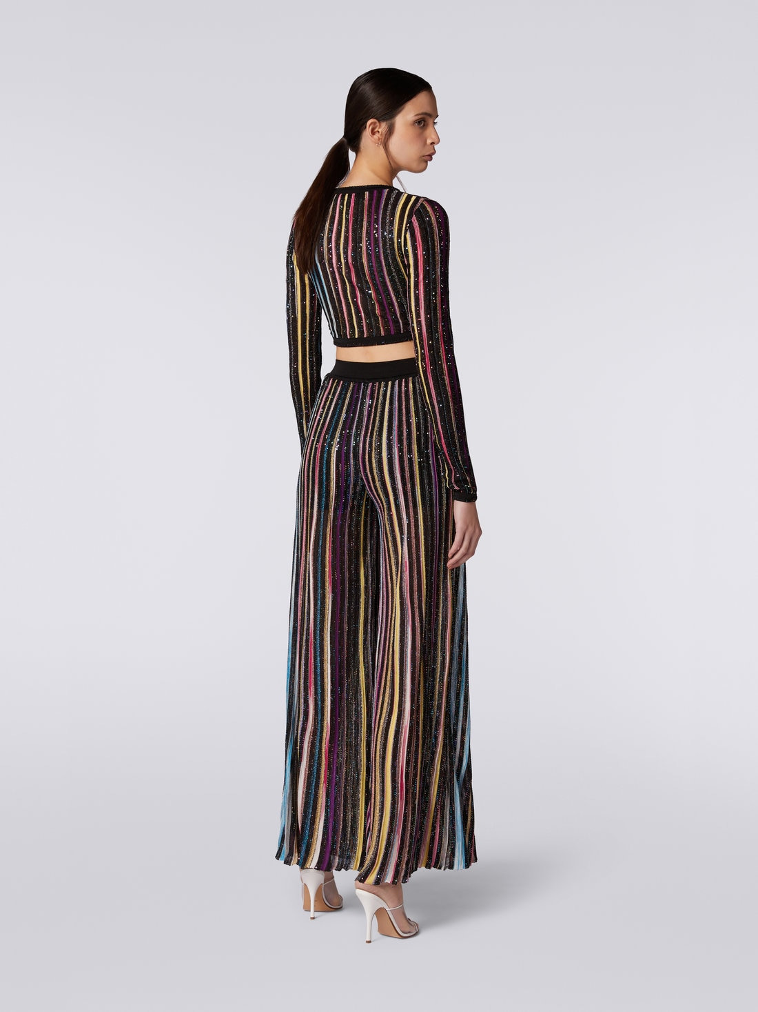 Striped palazzo trousers with sequins - 4
