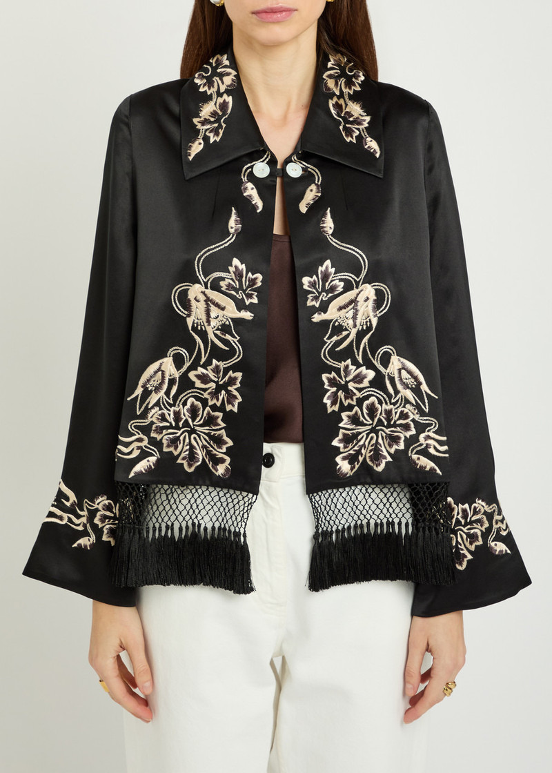 BODE Bode Phantasm Floral Fringed Silk Jacket outlook