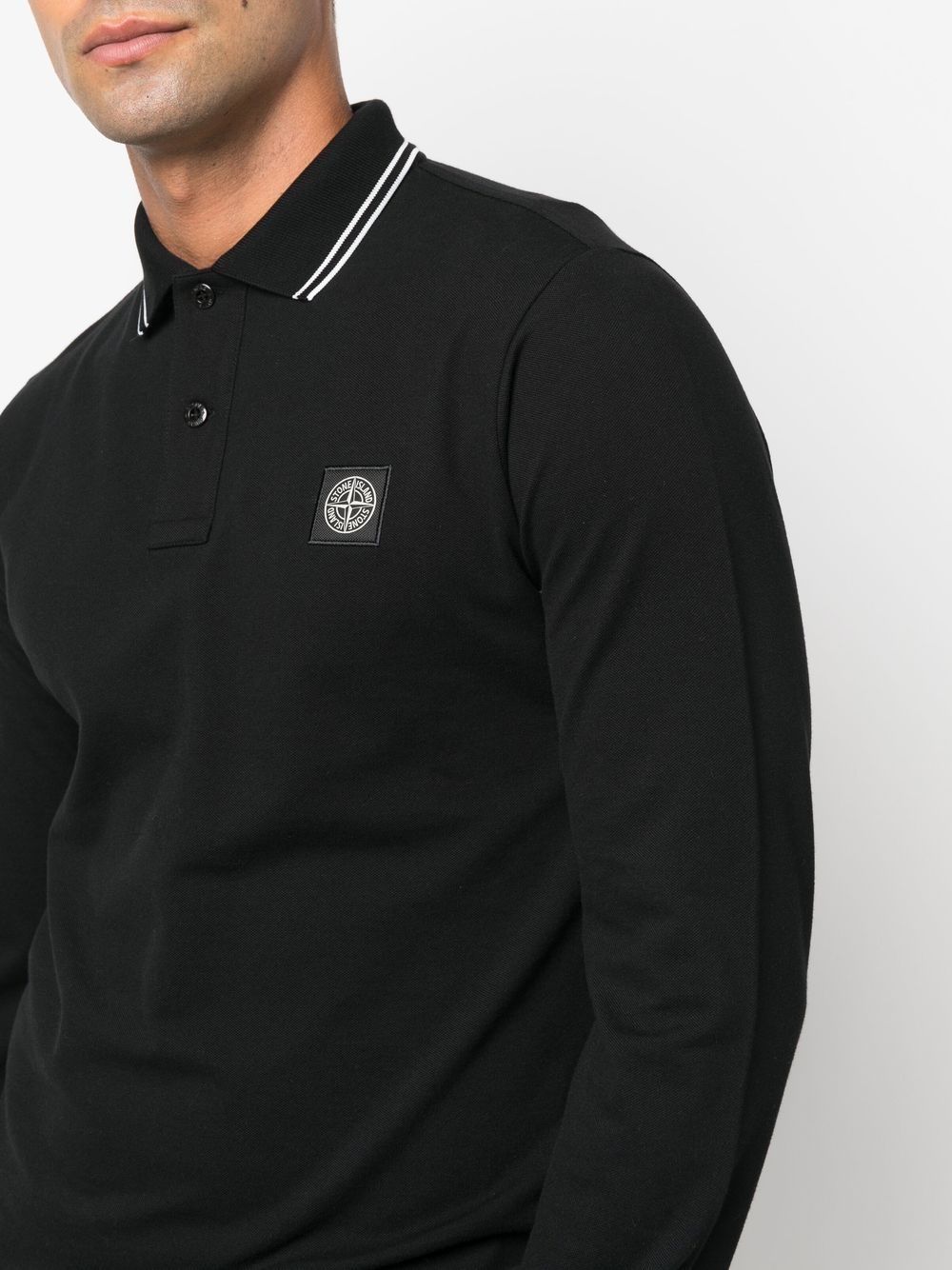 Compass patch long-sleeved polo shirt - 5