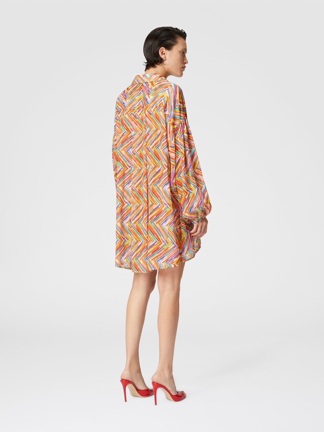 Oversized shirt in printed cotton and silk blend - 3