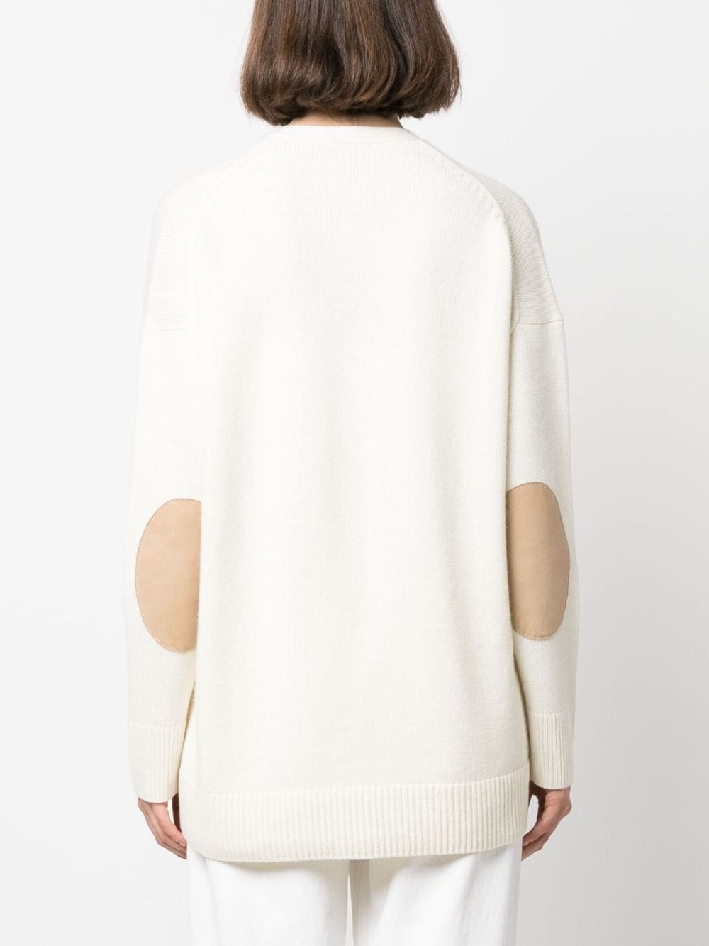 fine-knit elbow-patch cardigan - 4