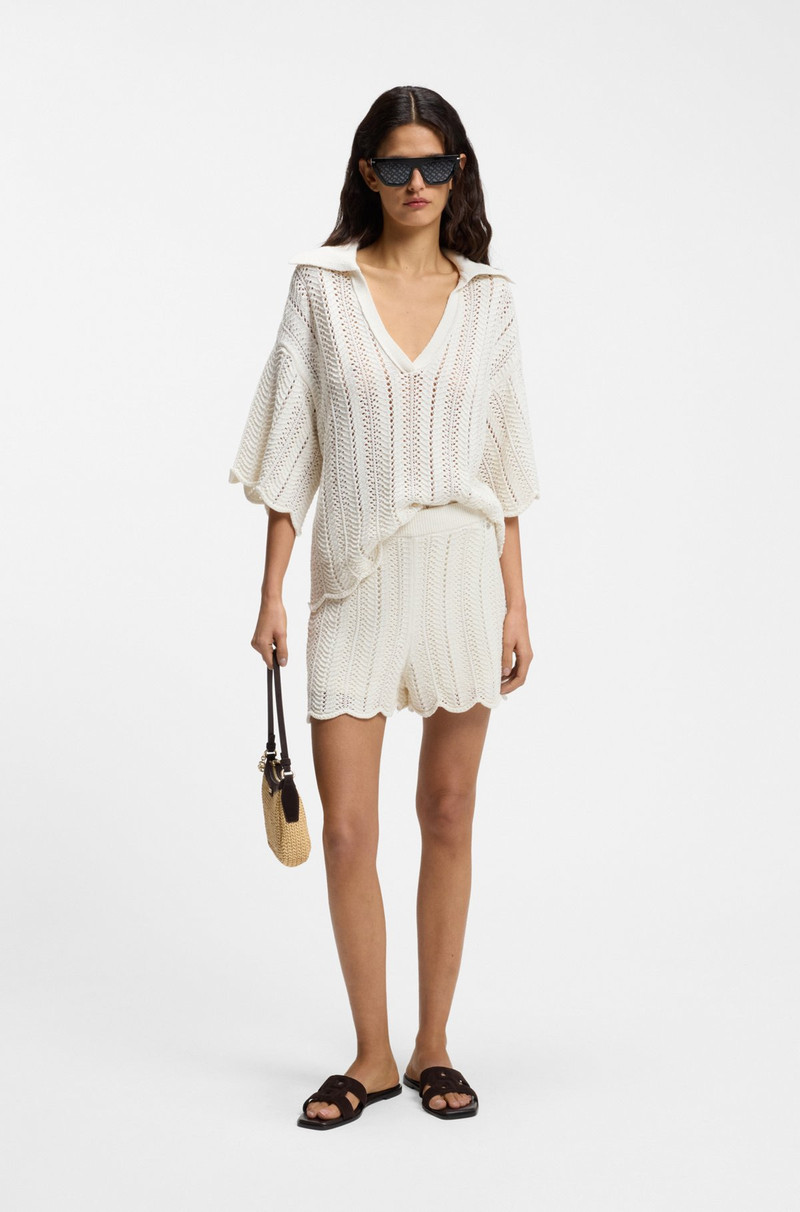 BOSS COTTON-BLEND KNITTED SHORTS WITH WAVE STRUCTURE outlook