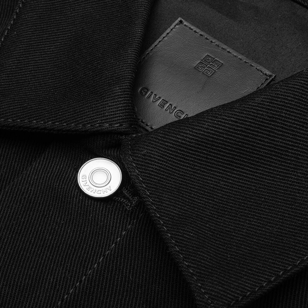 GIVENCHY CLASSIC FIT 4G ZIP & RIVET DENIM JACKET - BLACK - 3