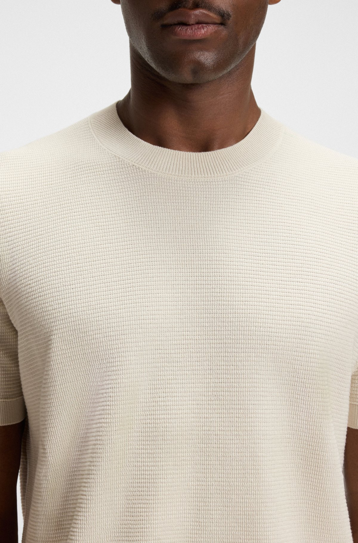 KNIT SWEATER WITH MIXED STRUCTURES - 3