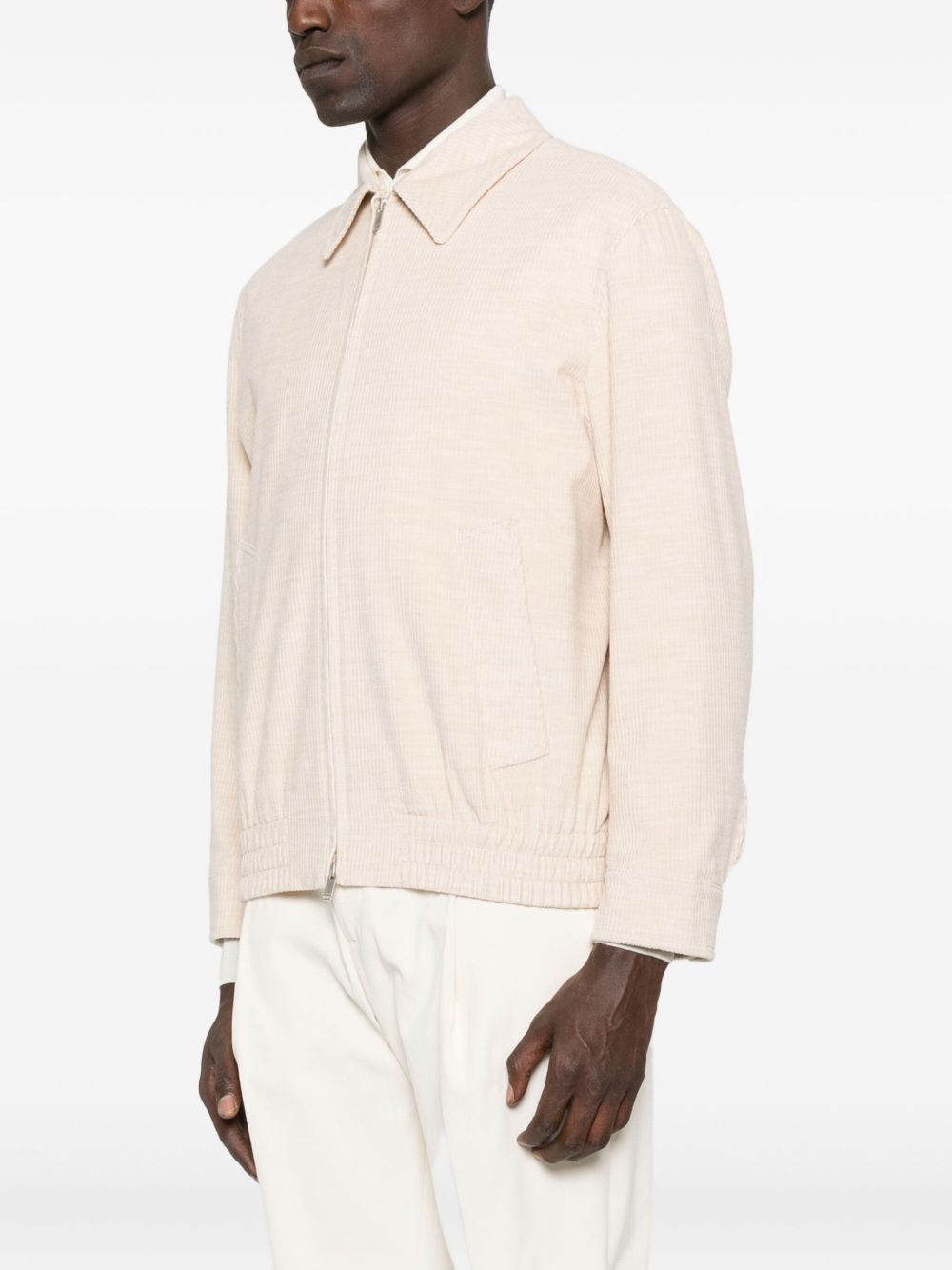 ribbed zip-up overshirt - 3