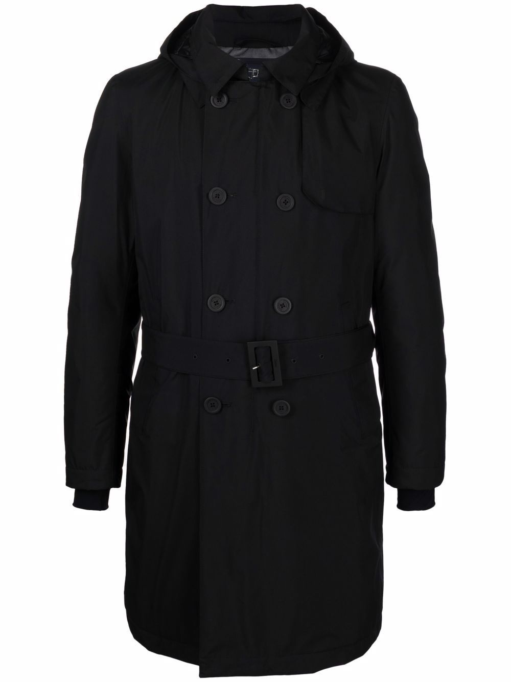 double-breasted hooded coat - 1