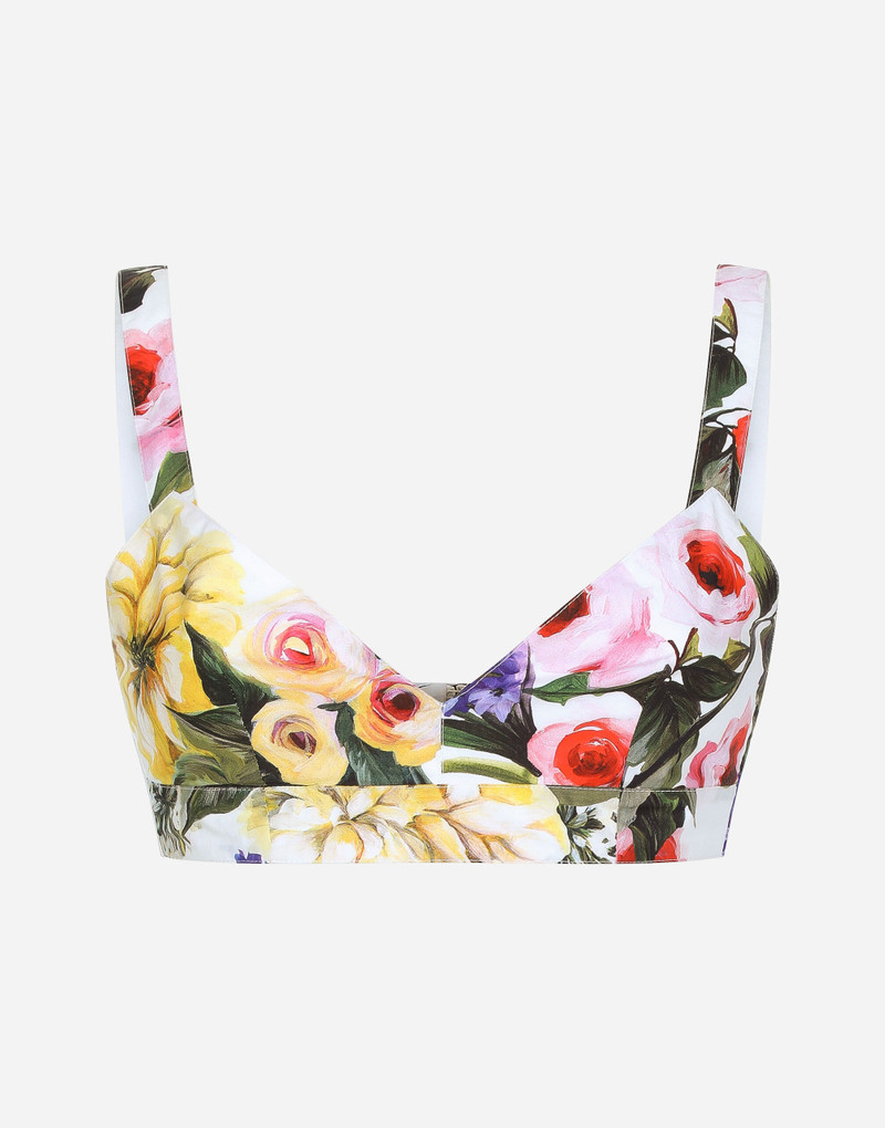 Cotton bralette with garden print 1