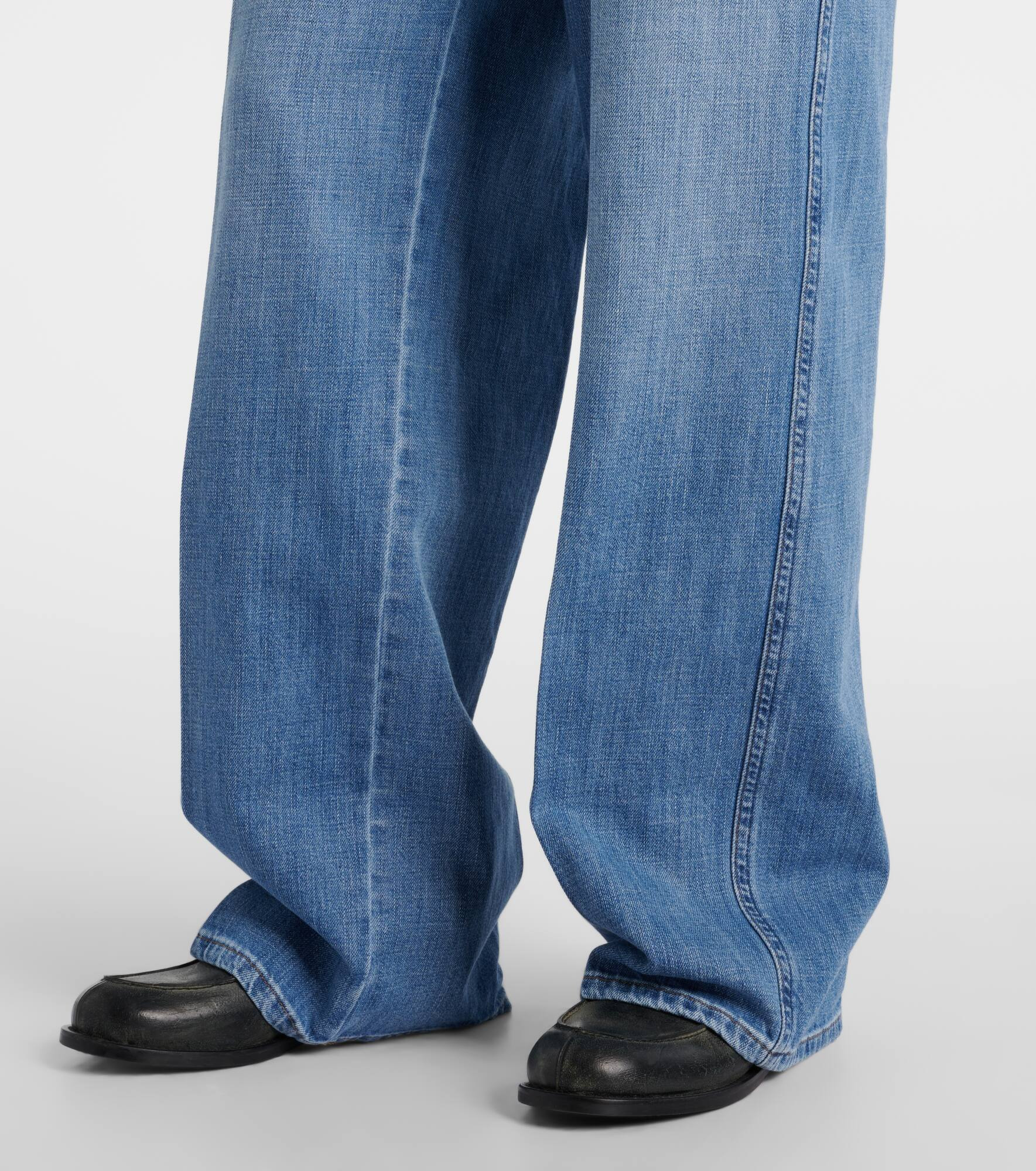Logo mid-rise wide-leg jeans - 5