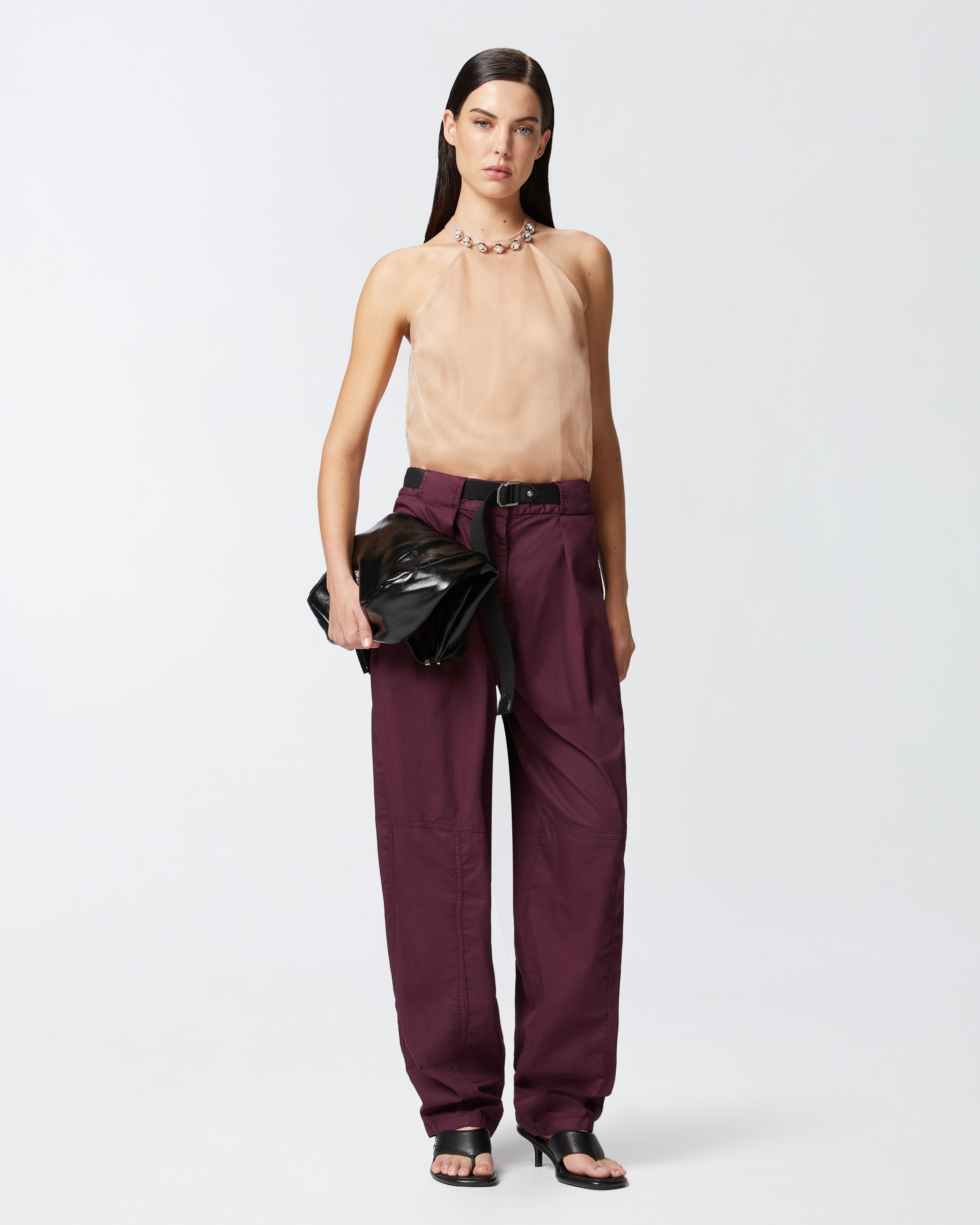 SILK ORGANZA TOP WITH JEWEL EMBROIDERY ON THE NECK - 3