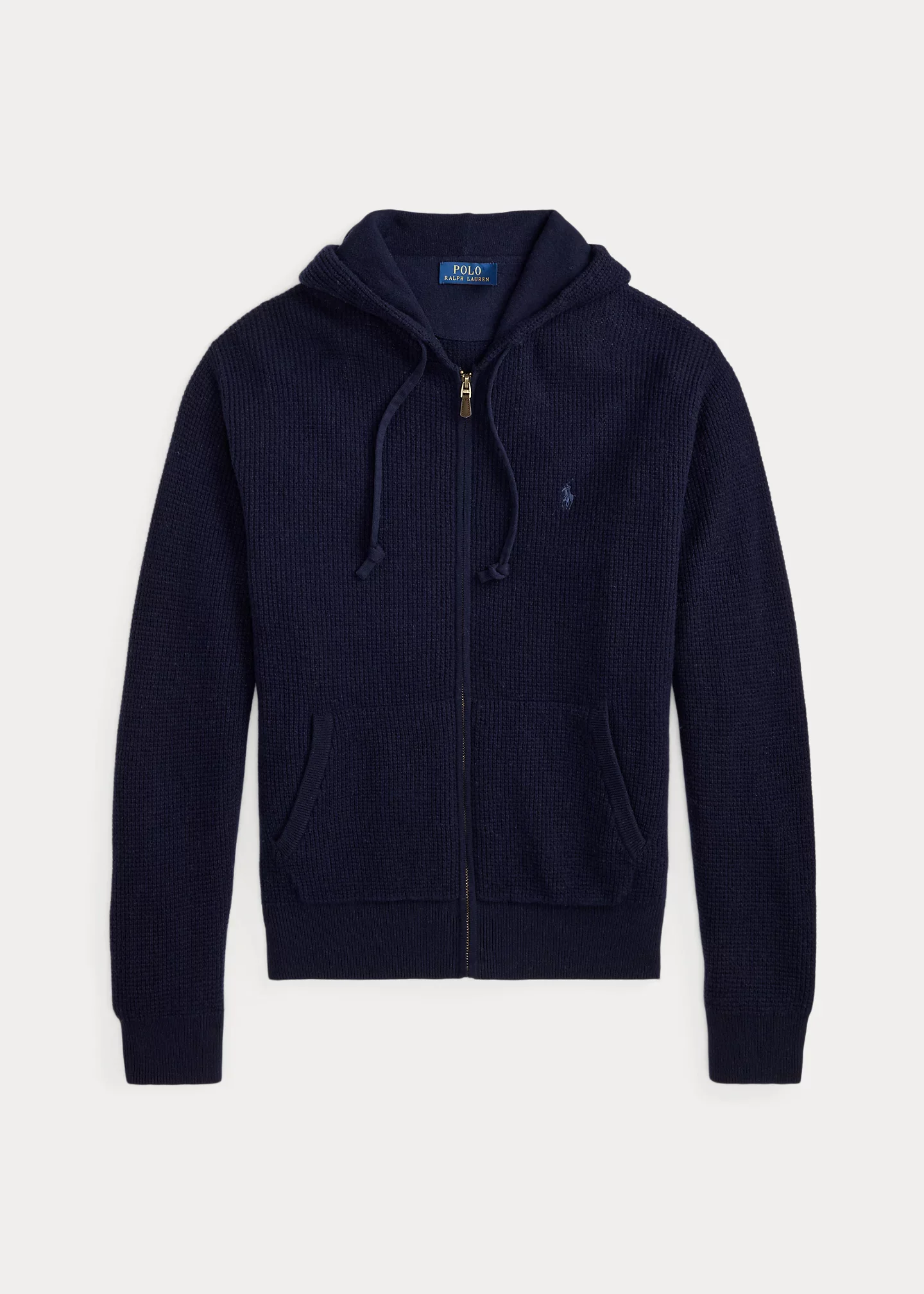 Waffle-Knit Wool-Cotton Hooded Sweater - 1