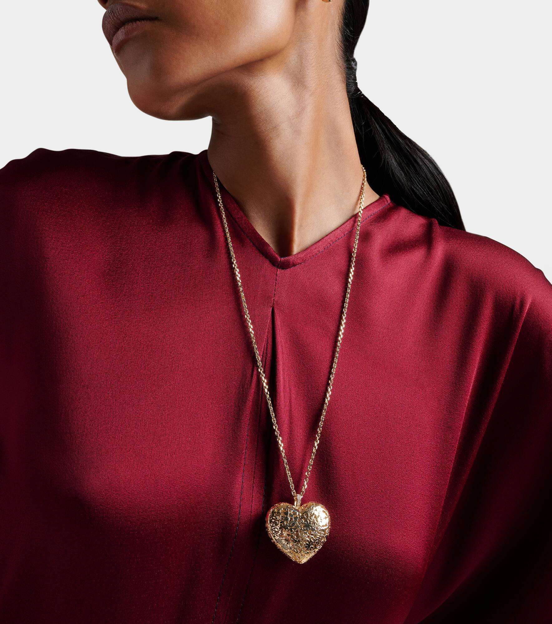 Puffy Icon Wallpaper Heart 14kt gold necklace with diamonds - 3