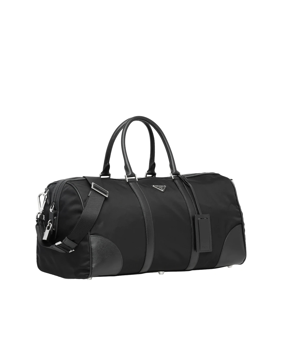 Nylon and Saffiano leather duffel bag - 3