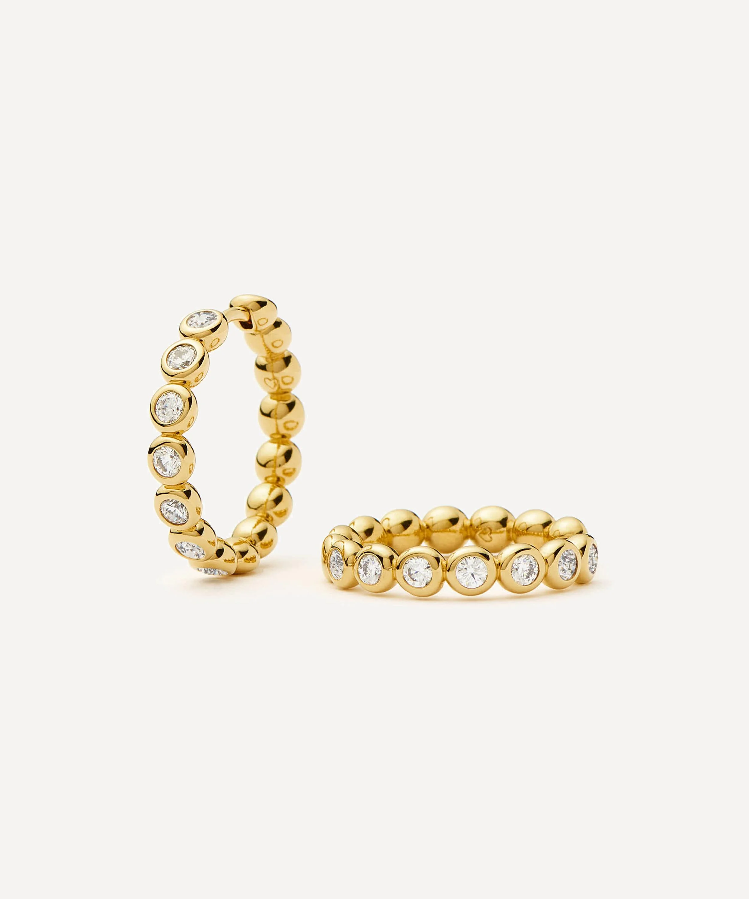 18ct Gold-Plated Tennis Medium Hoop Earrings - 1