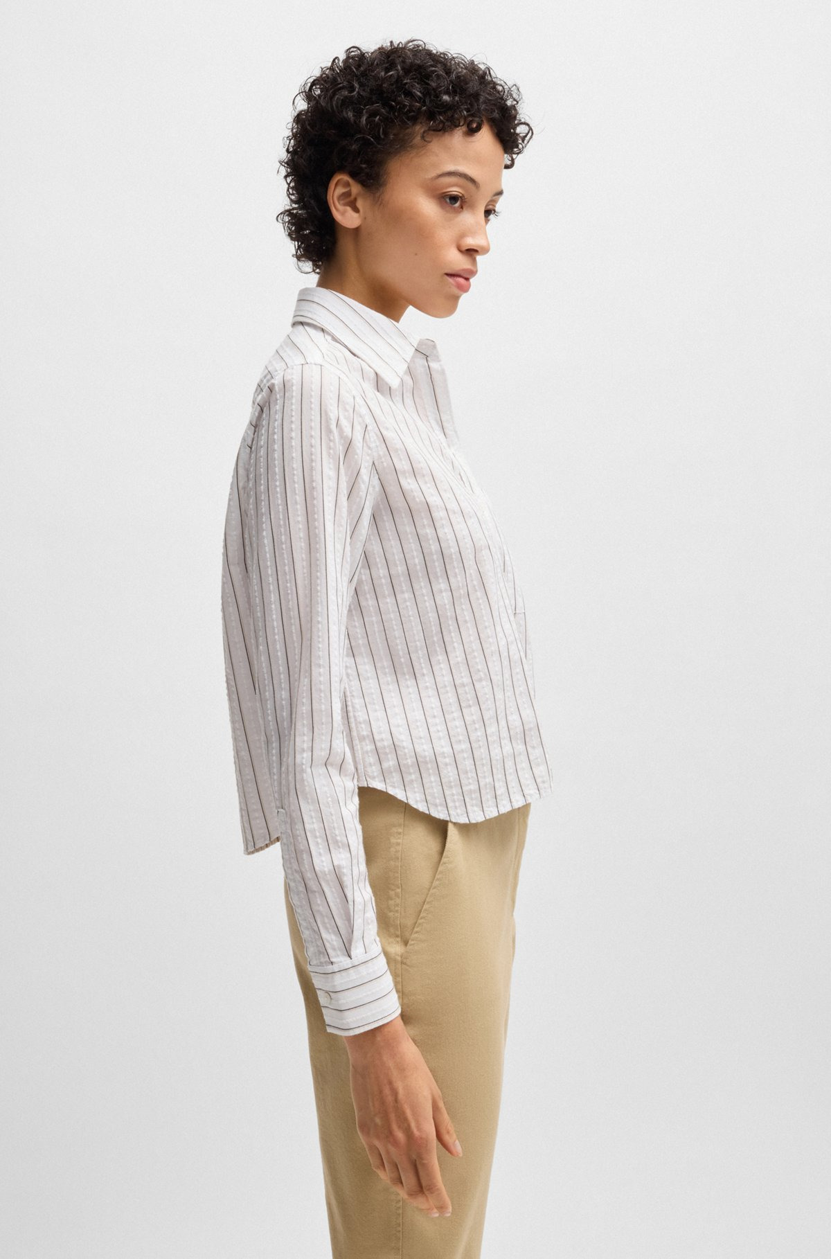 REGULAR-FIT BLOUSE IN A STRIPED COTTON BLEND - 6