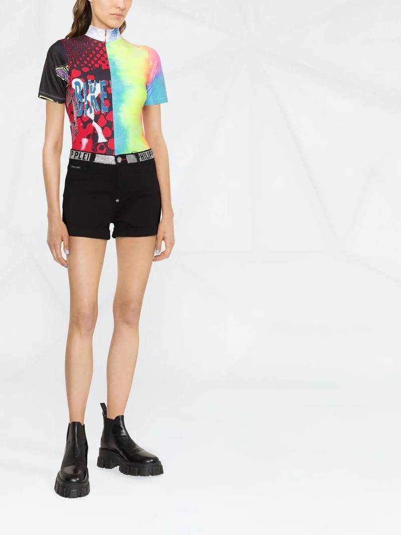 PHILIPP PLEIN logo-embellished denim shorts outlook