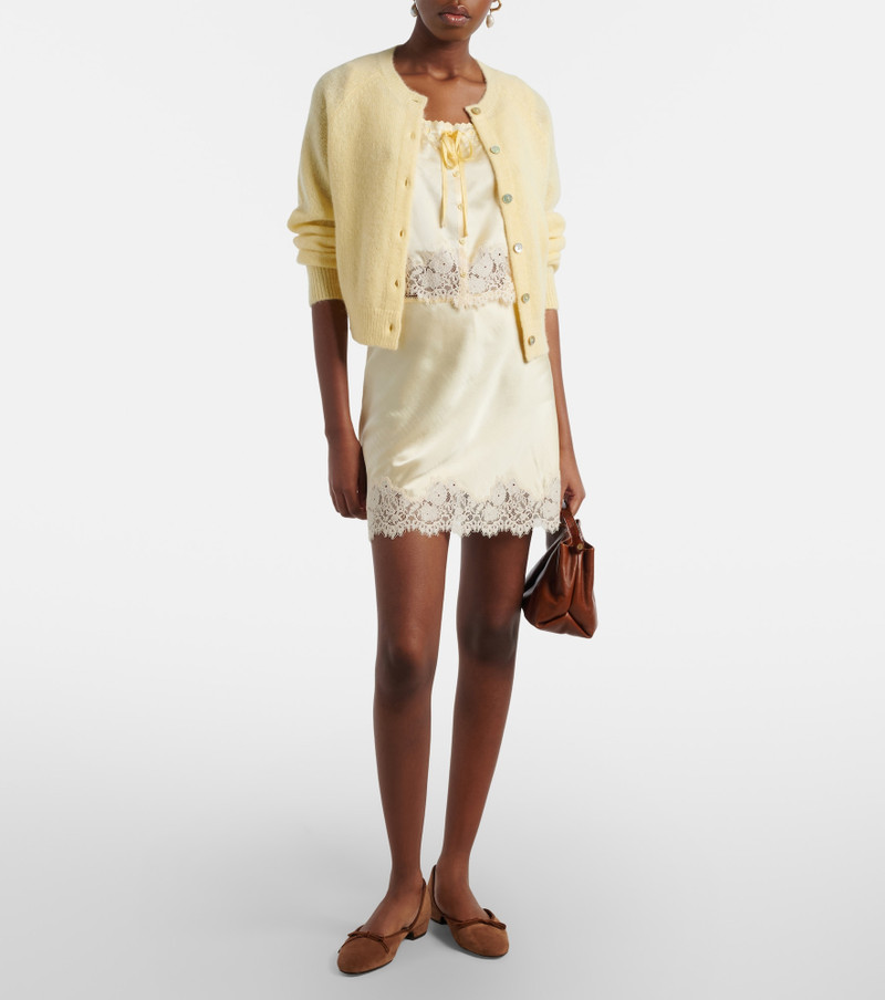 DÔEN Toulouse lace-trimmed embroidered silk top outlook