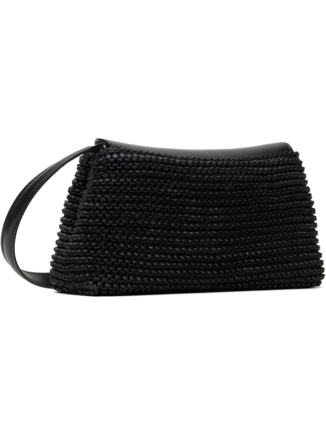 Black T-Lock Woven-Leather Clutch - 3