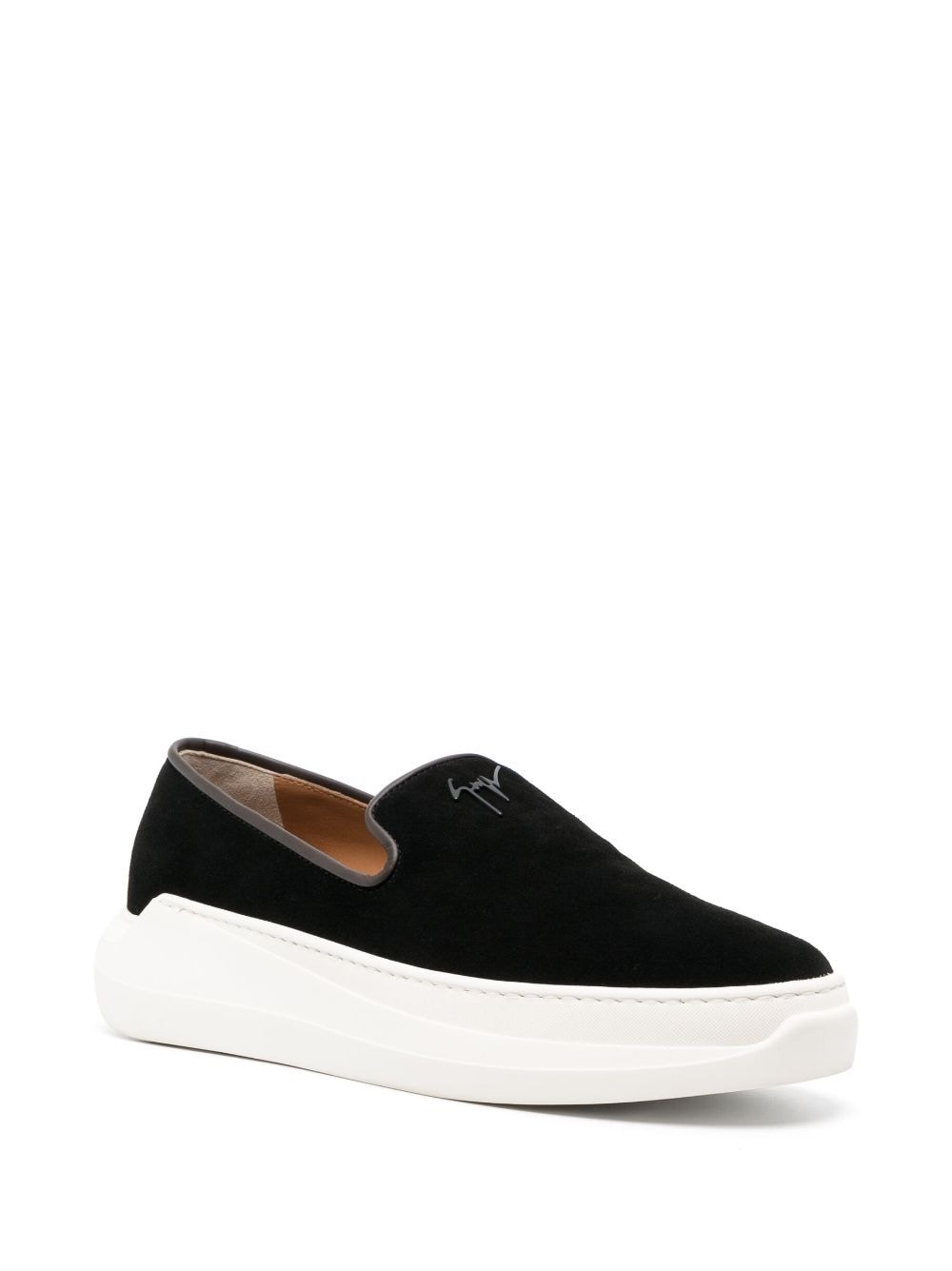 embossed-logo suede loafers - 2