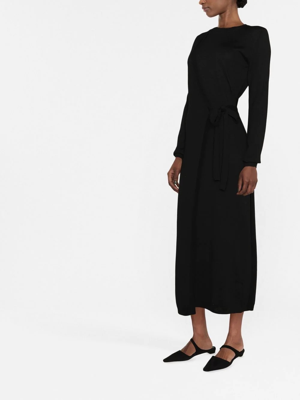 side-tie wool midi dress - 3