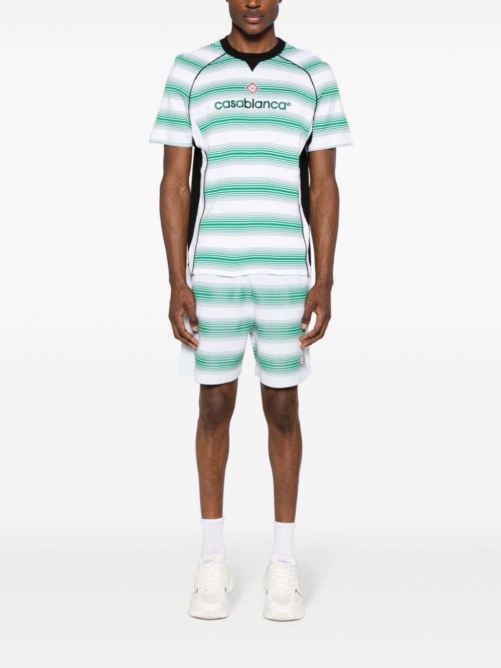 striped jacquard track shorts - 2