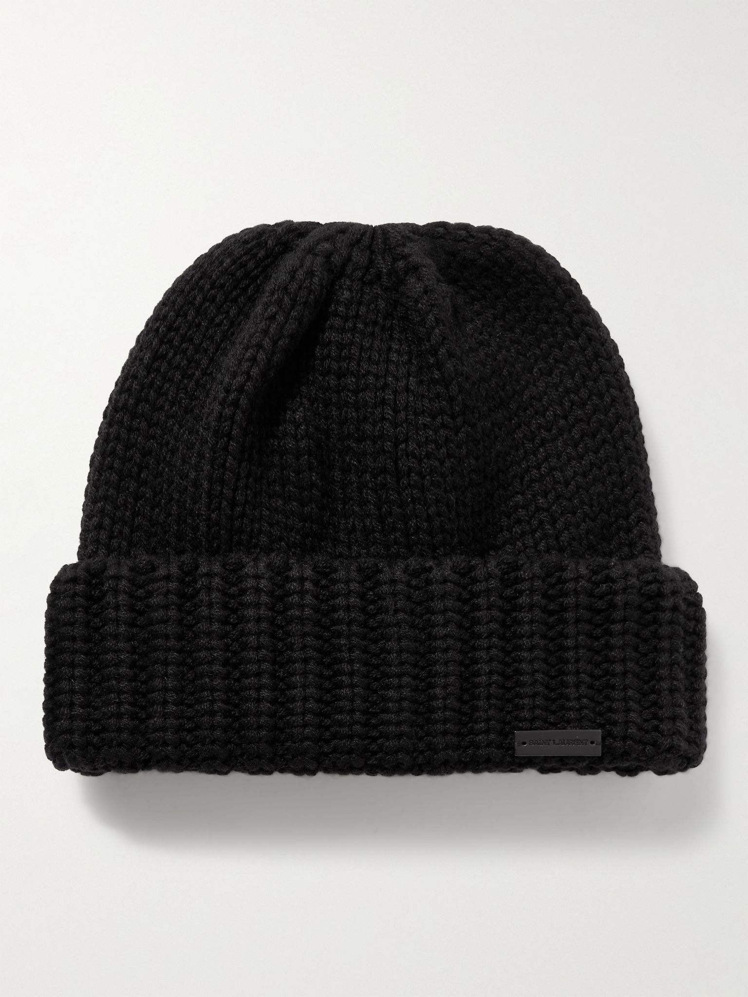 Logo-Appliquéd Ribbed Cashmere Beanie Black - 1