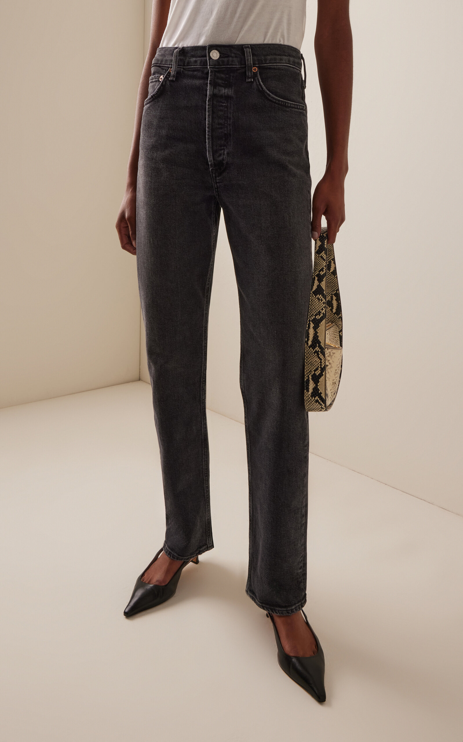 90's Pinch Waist High-Rise Straight-Leg Jeans black - 3