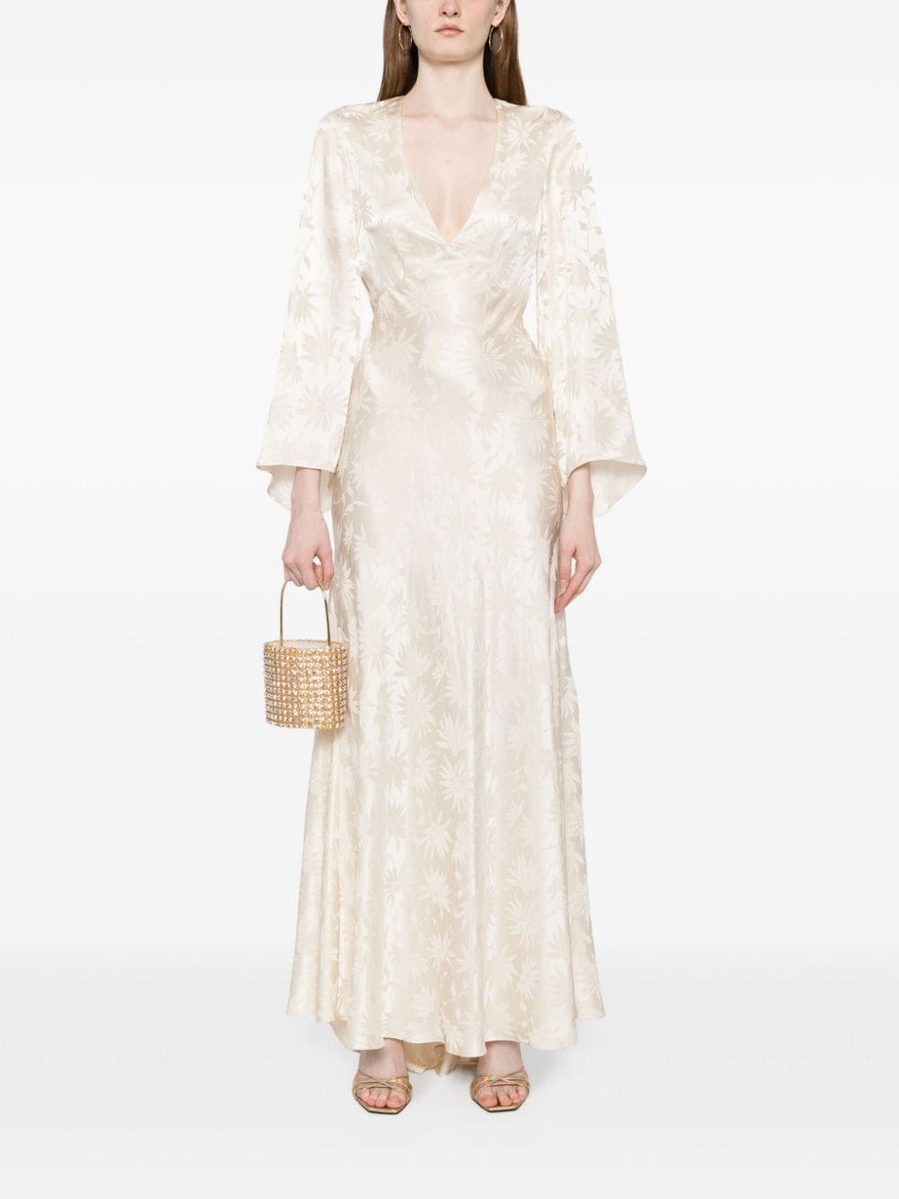 Rosabella floral-jacquard silk gown - 2