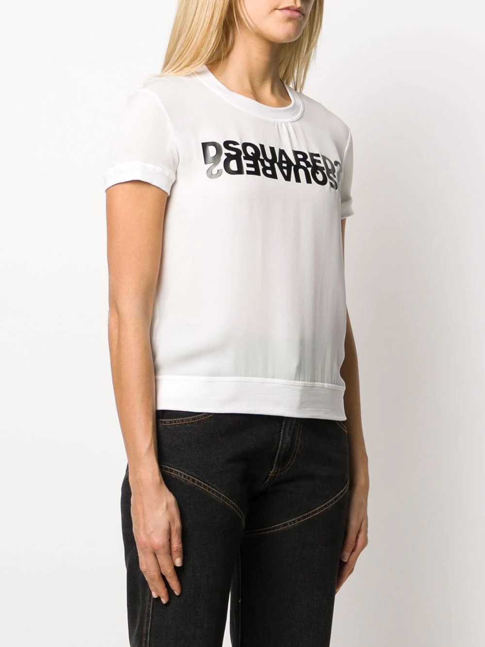 mirrored logo georgette top - 3